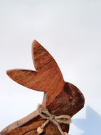 Wooden Bunny Décor with Floral Design & Jute Bow