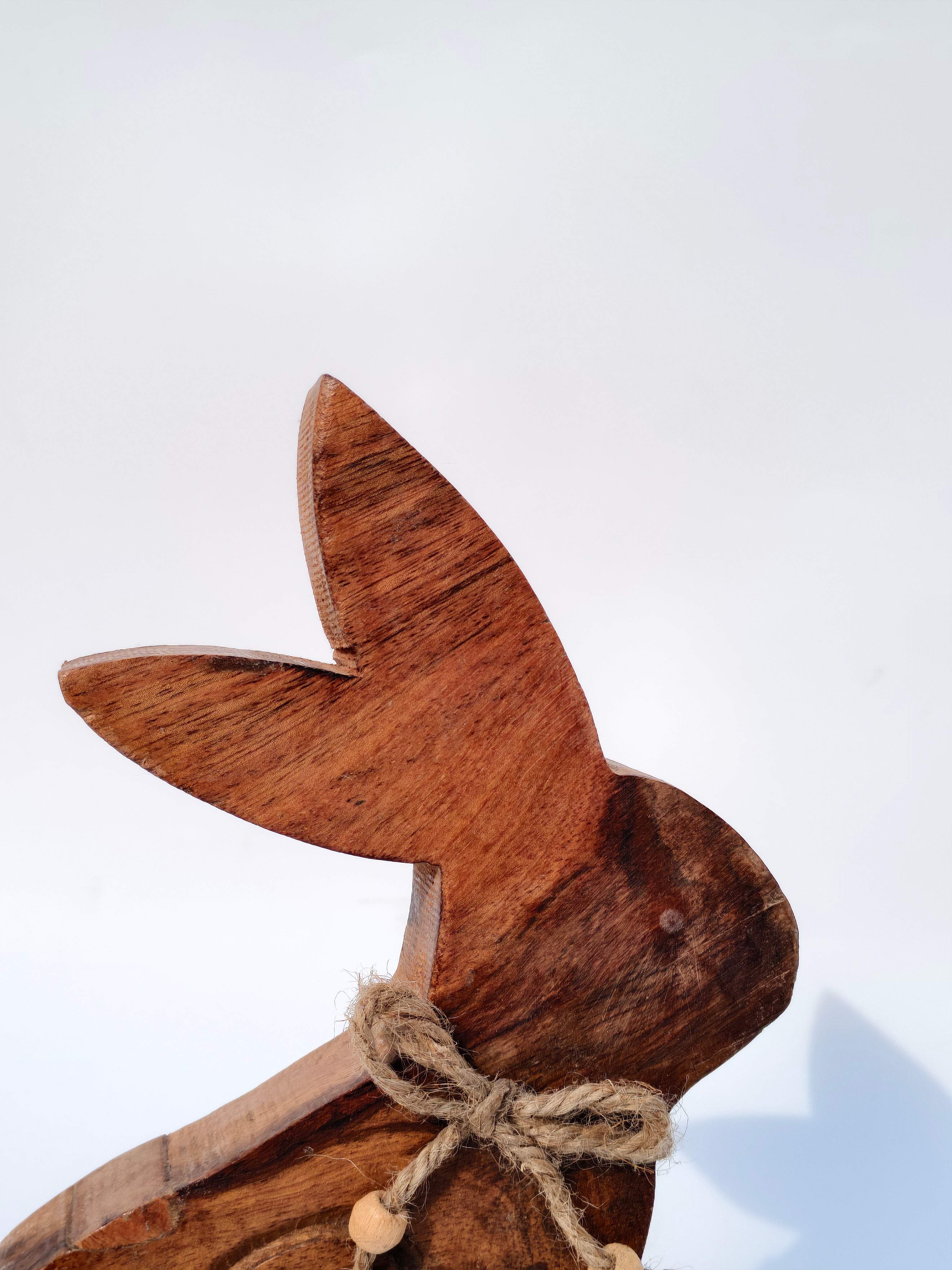 Wooden Bunny Décor with Floral Design & Jute Bow