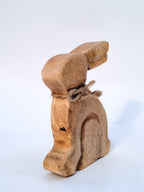 Rustic Wooden Bunny Figurine with Jute Bow
