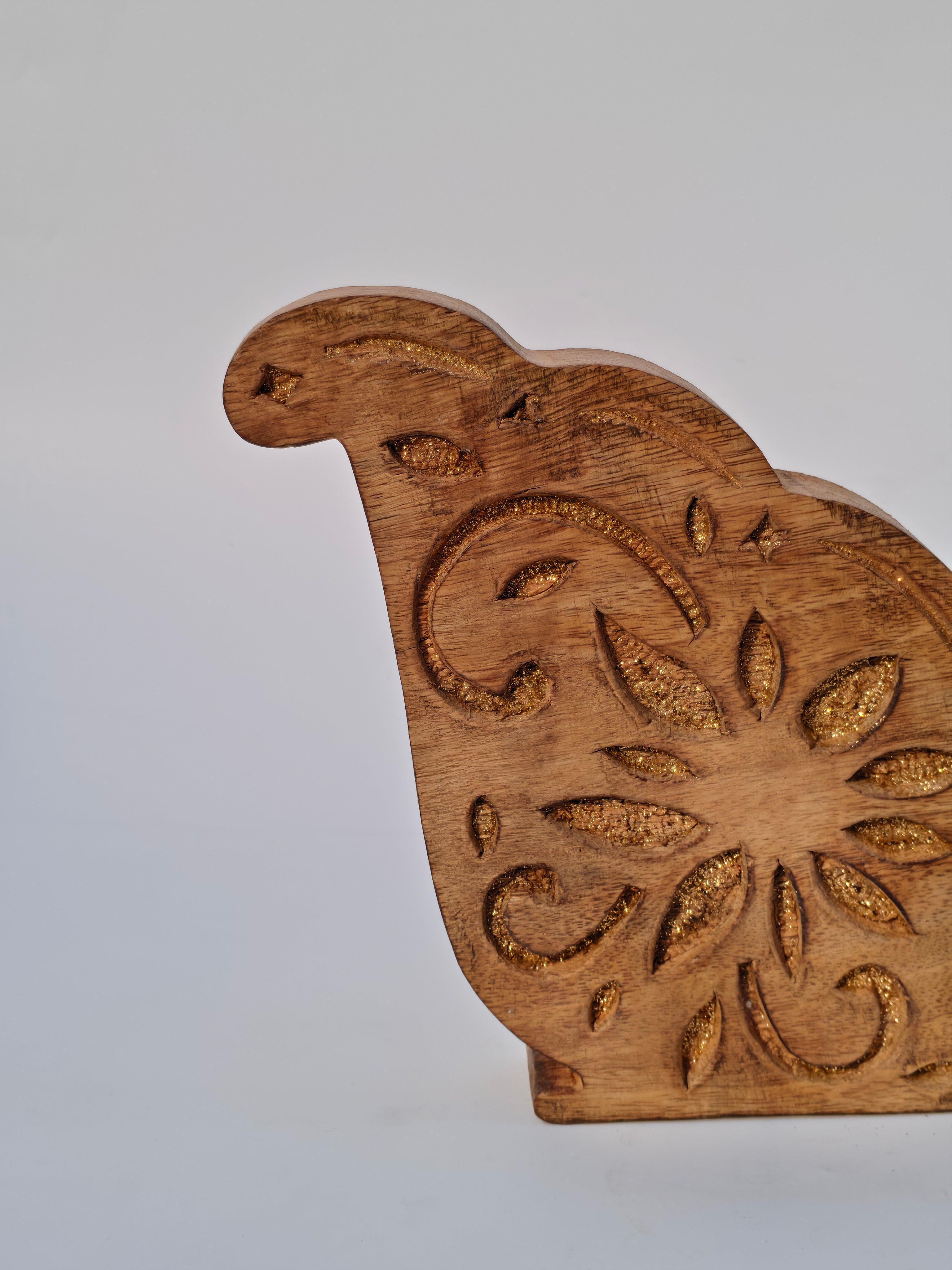Wooden Sleigh Cutout with Floral Carvings