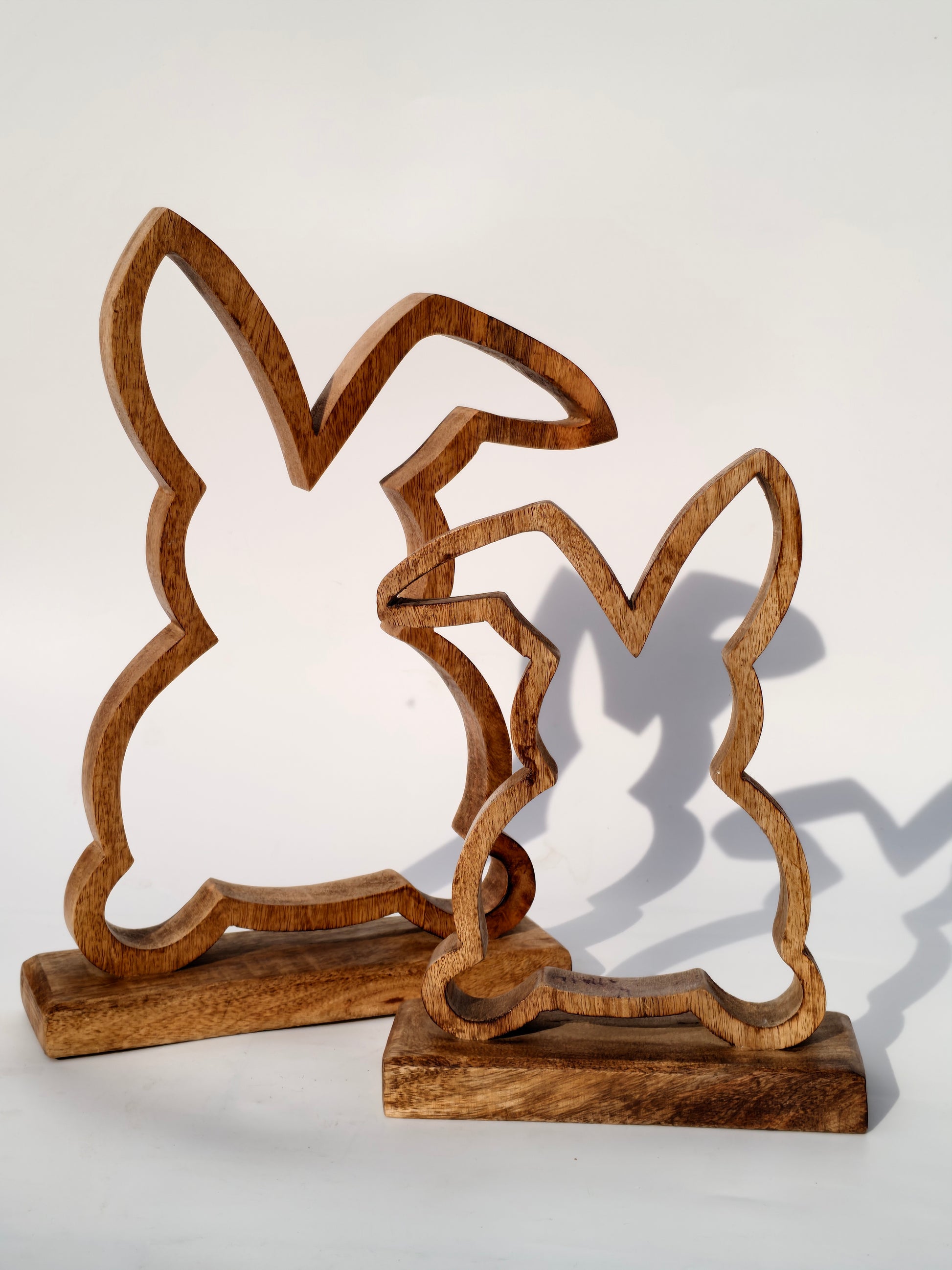 Handcrafted Wooden Bunny Outline – Rustic Standing Décor