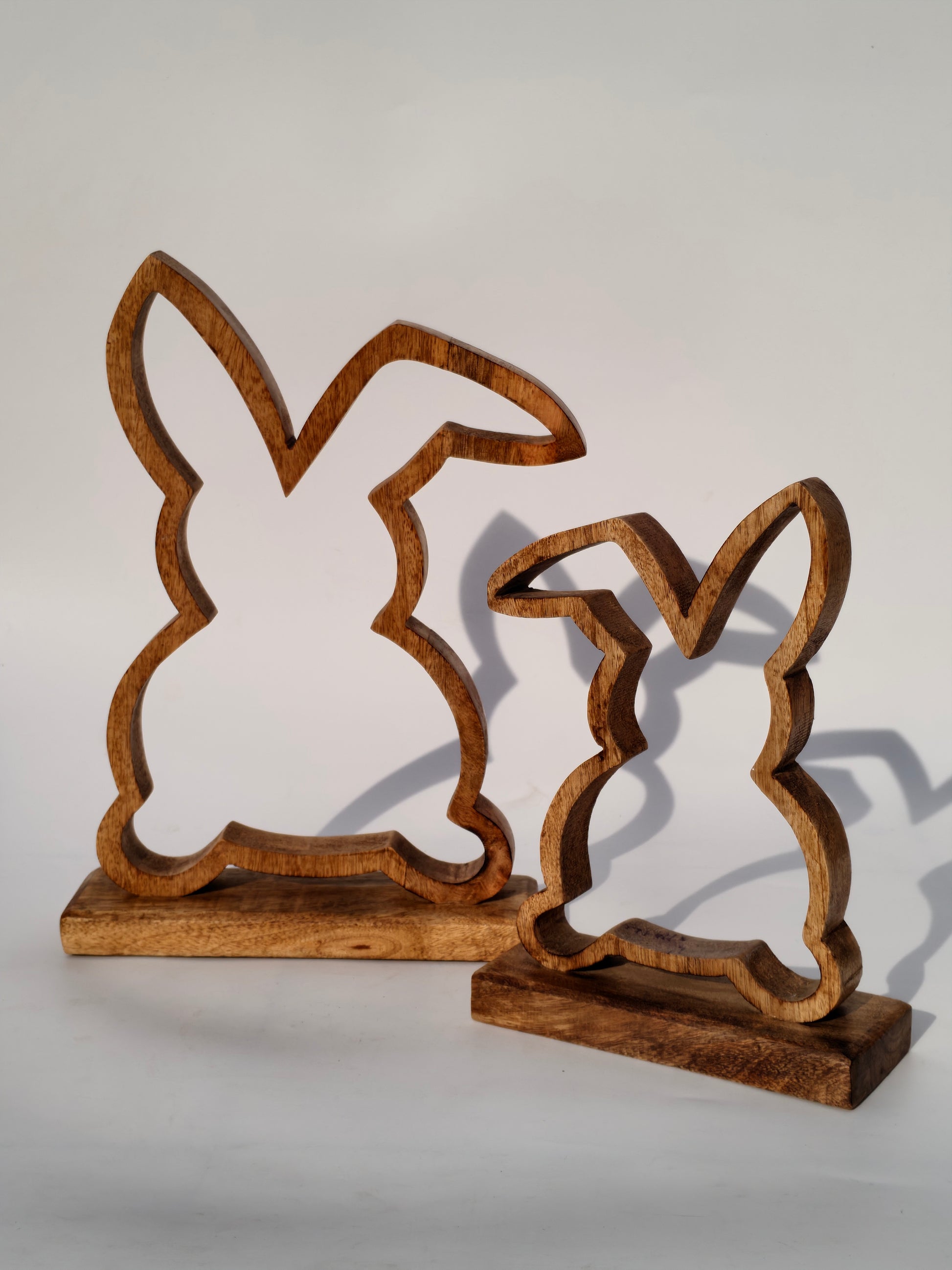 Handcrafted Wooden Bunny Outline – Rustic Standing Décor