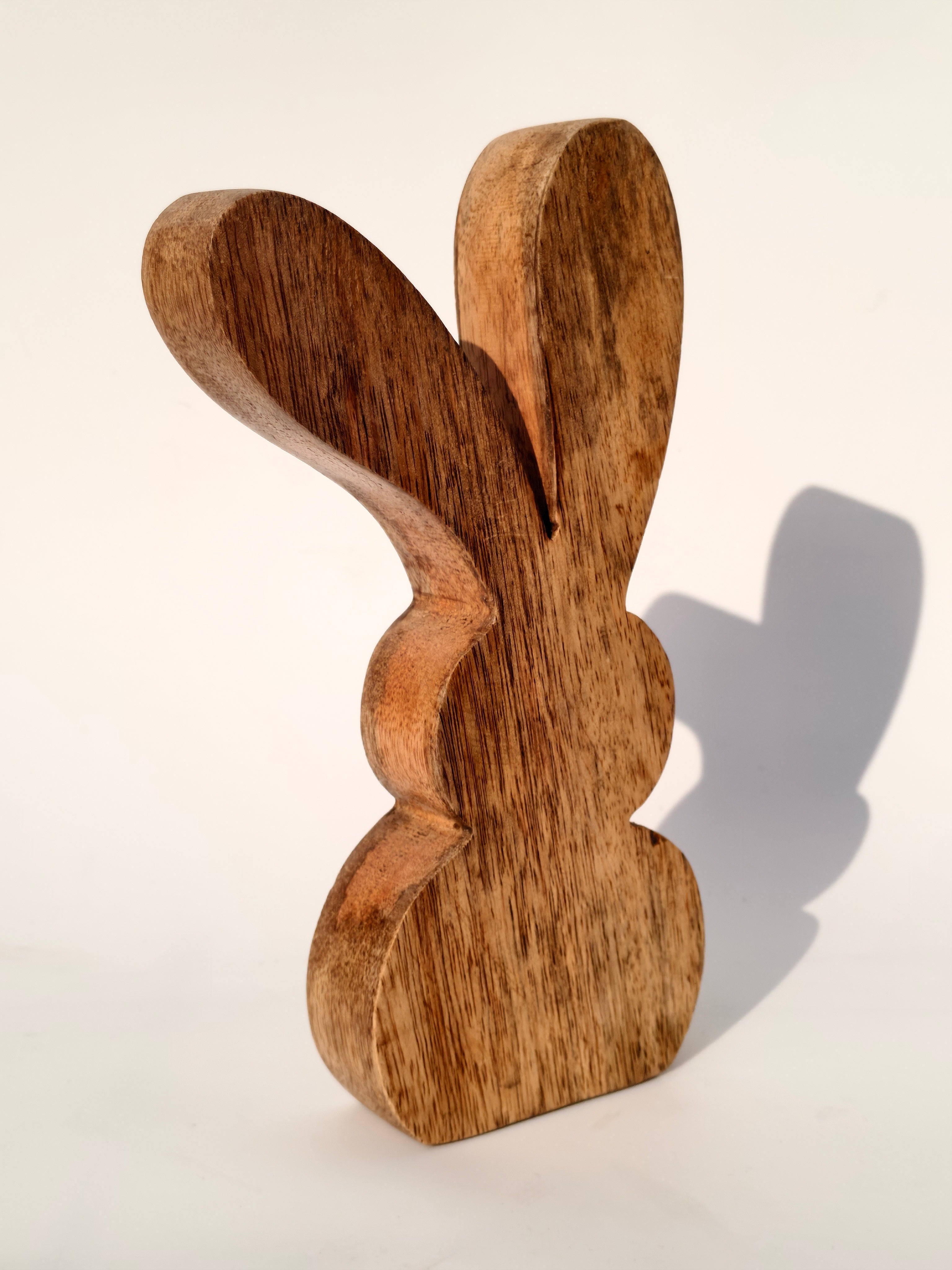 Wooden Bunny with Upright Ears