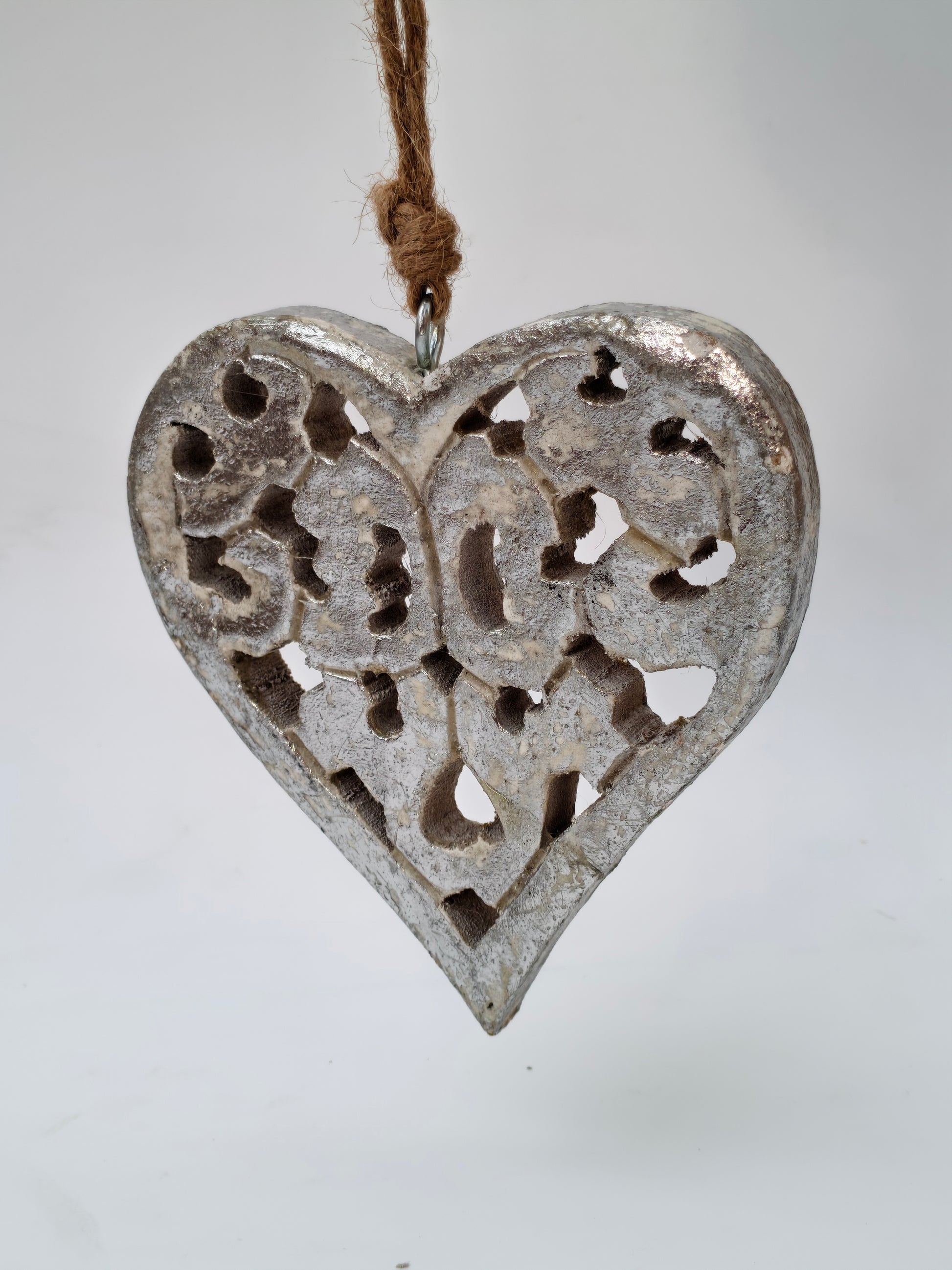 Silver Heart Hanging Ornament
