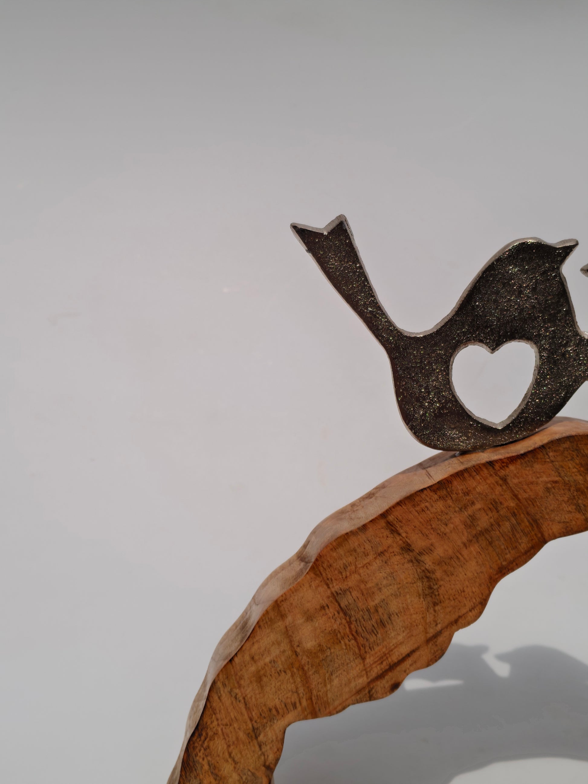 Handcrafted Wooden Lovebirds Figurine on Stand