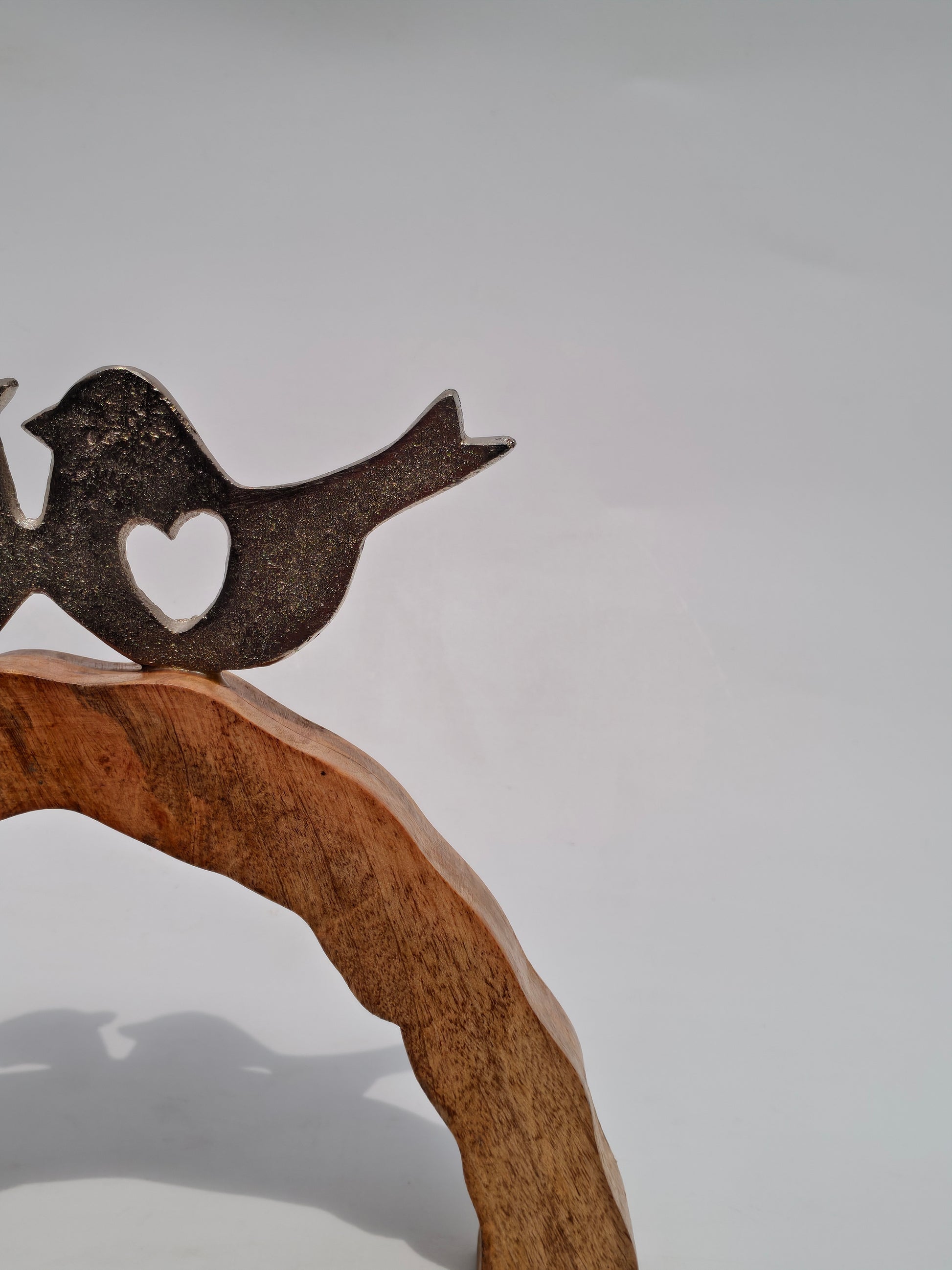 Handcrafted Wooden Lovebirds Figurine on Stand