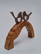 Wooden Lovebirds Figurine on Stand
