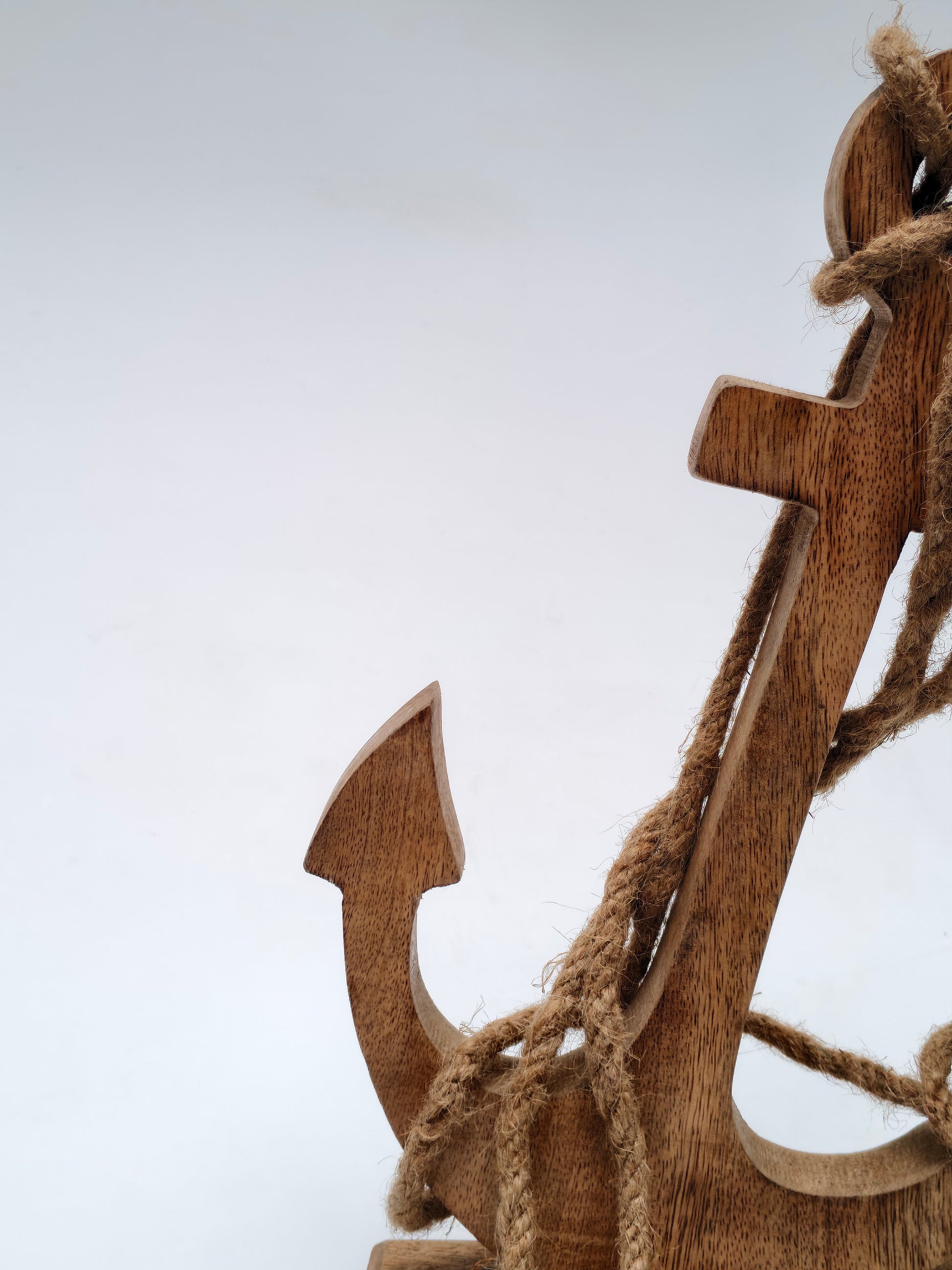 Handcrafted Wooden Anchor with Rope – Nautical Home Décor