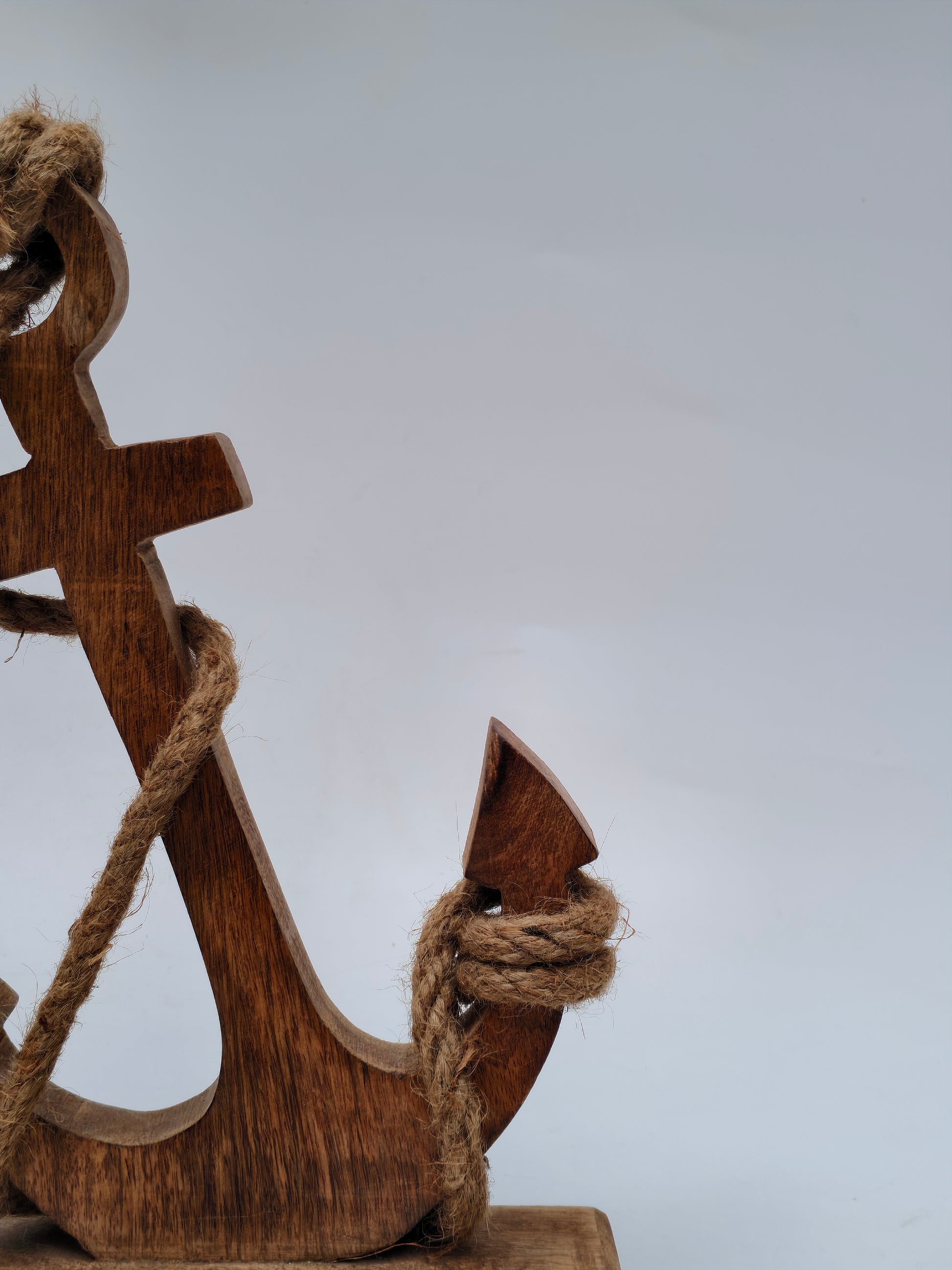 Handcrafted Wooden Anchor with Rope – Nautical Home Décor