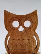 Wooden Owl Figurine on Stand