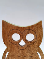 Wooden Owl Figurine on Stand