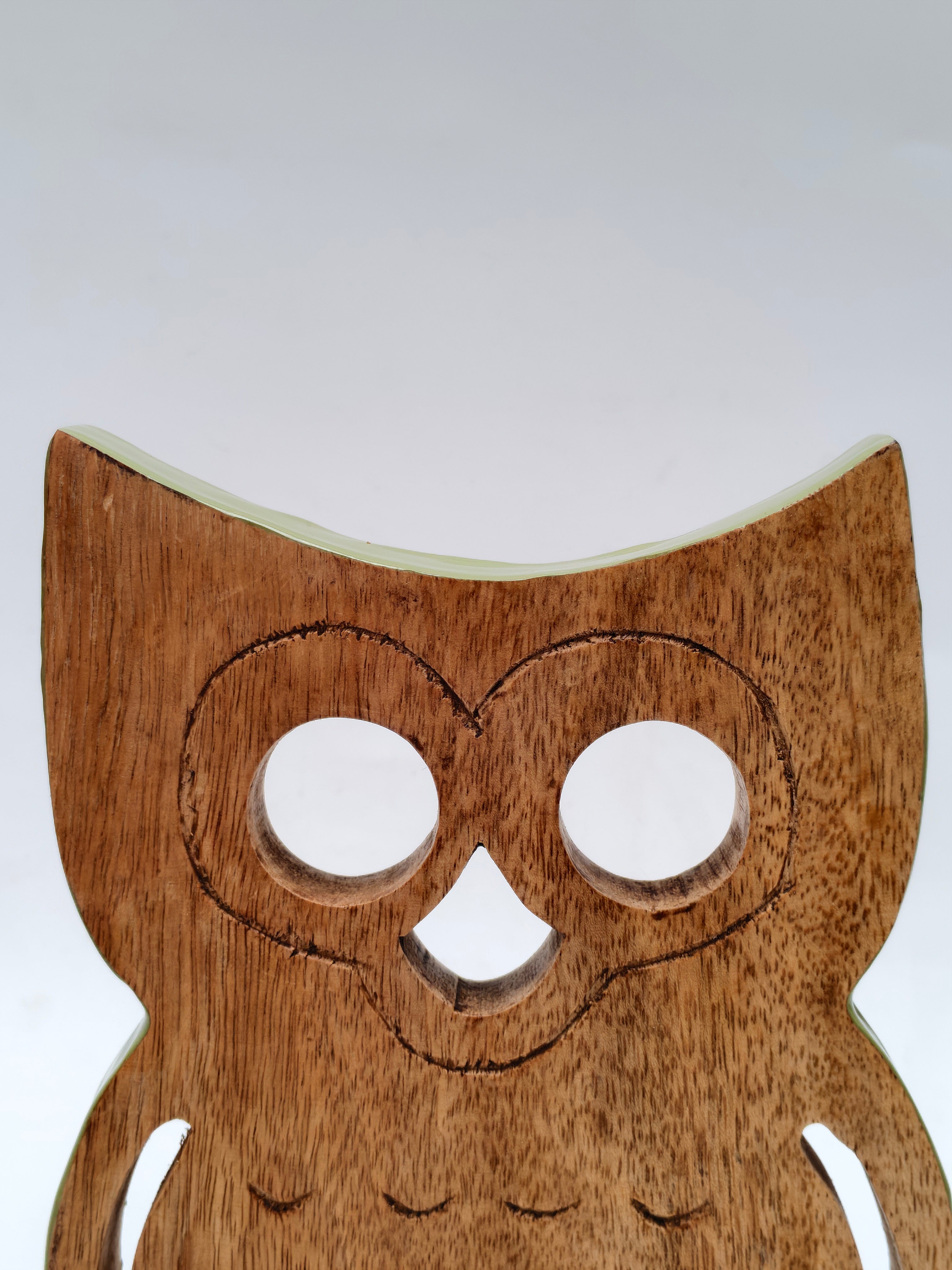Wooden Owl Figurine on Stand