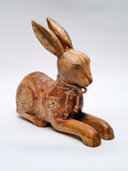 Wooden Rabbit Figurine for Home Decor & Gifting