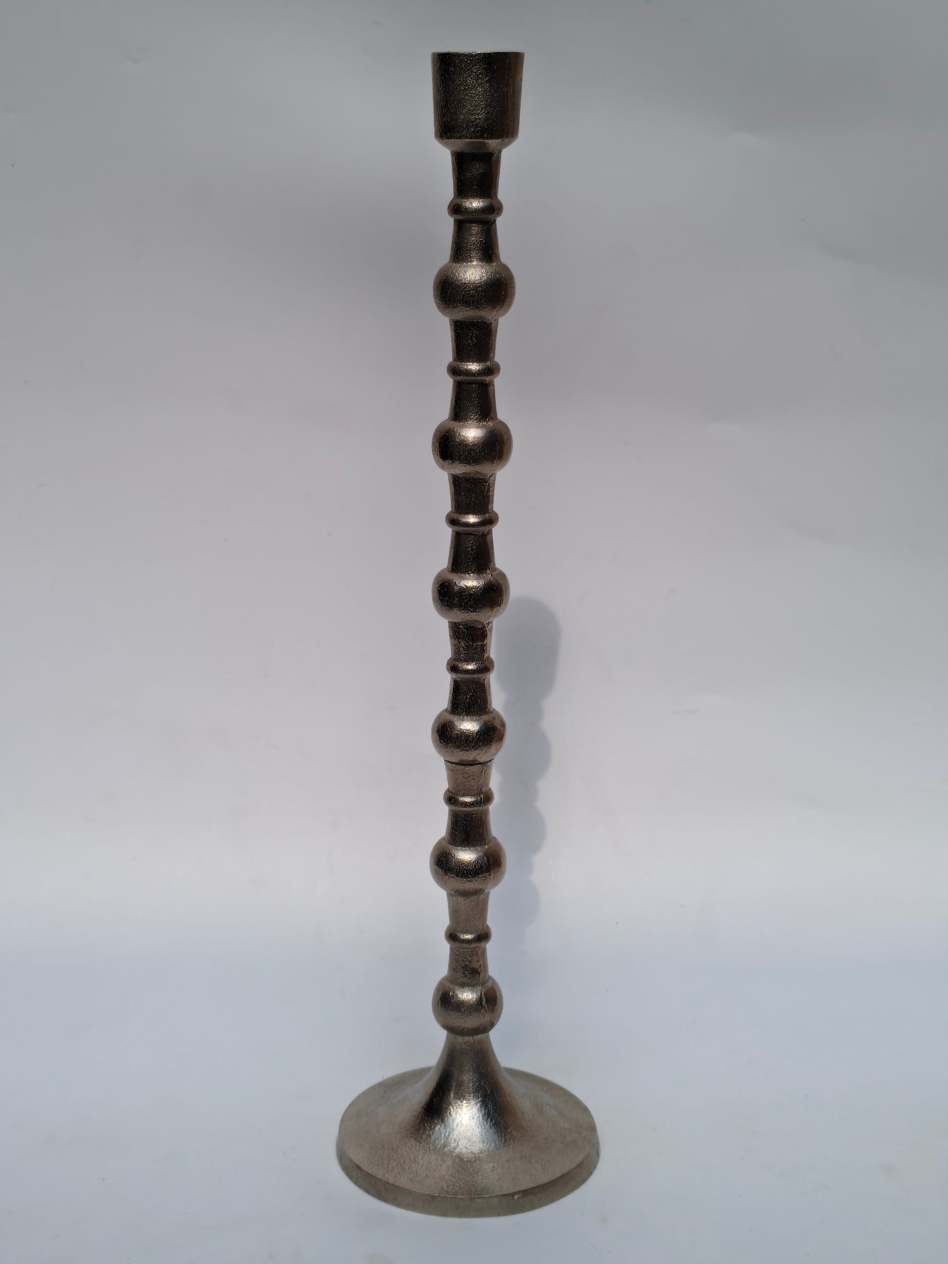 Tall Metallic Candle Holder – Antique Silver Finish