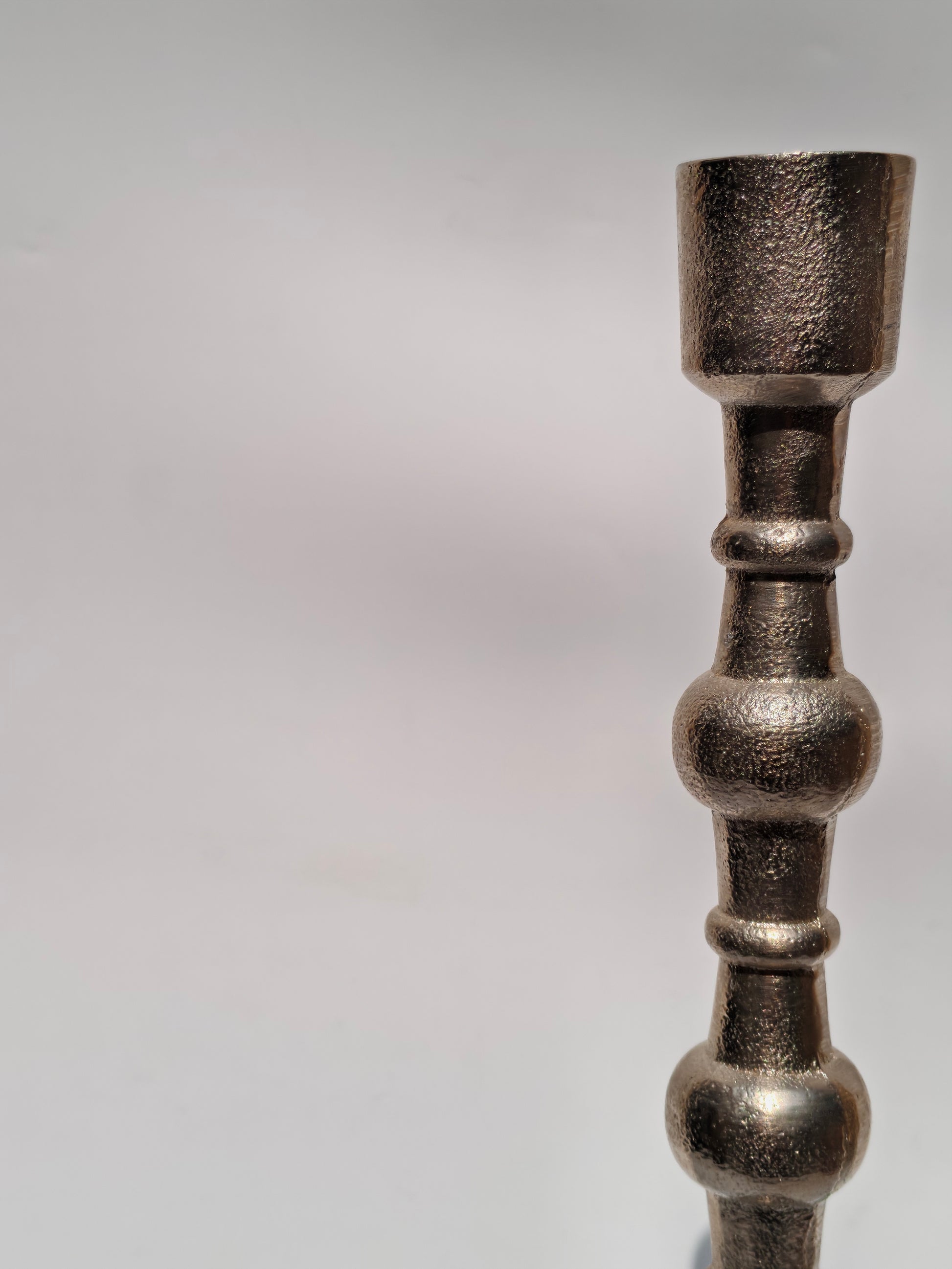 Tall Metallic Candle Holder – Antique Silver Finish