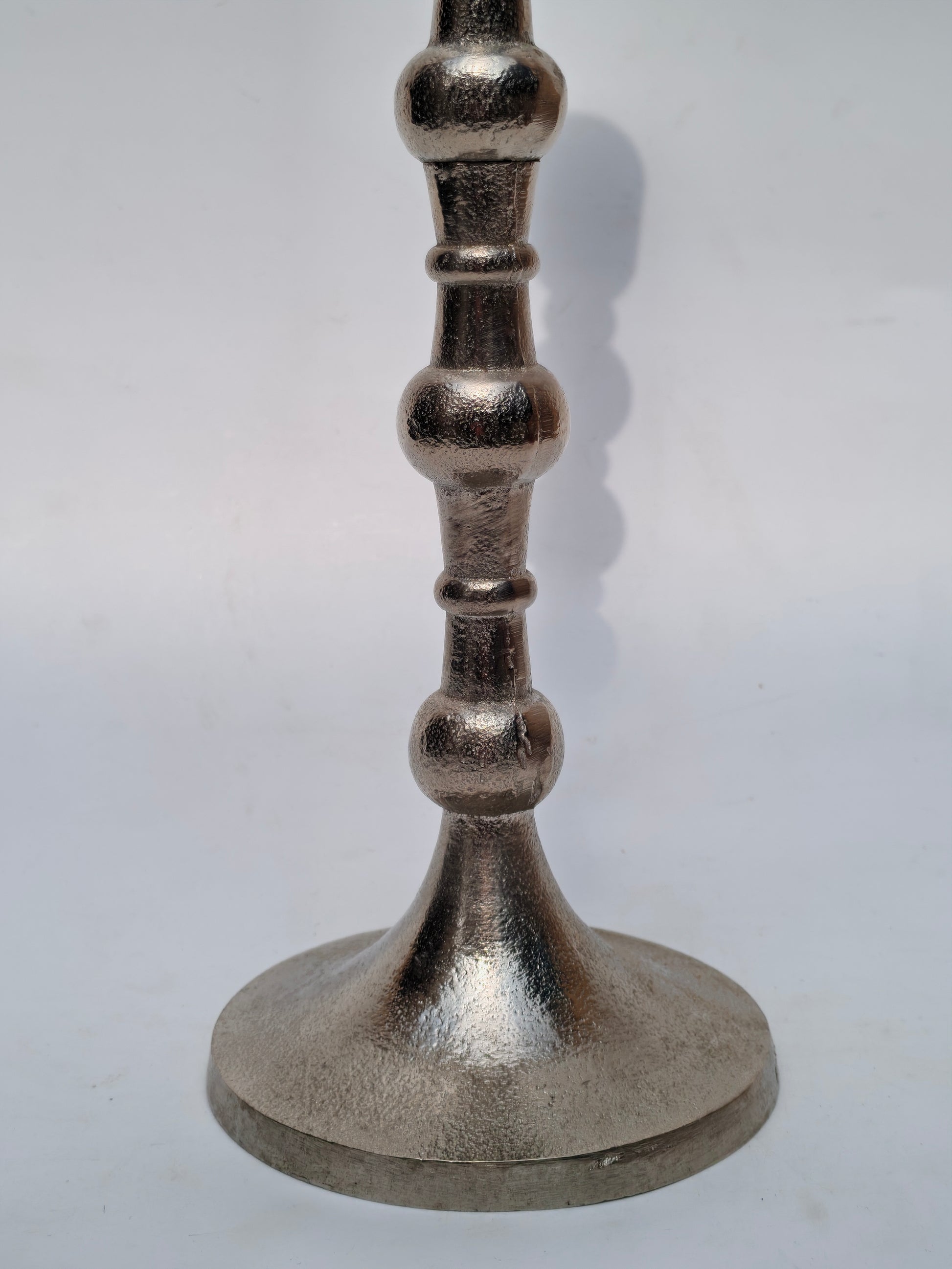 Tall Metallic Candle Holder – Antique Silver Finish