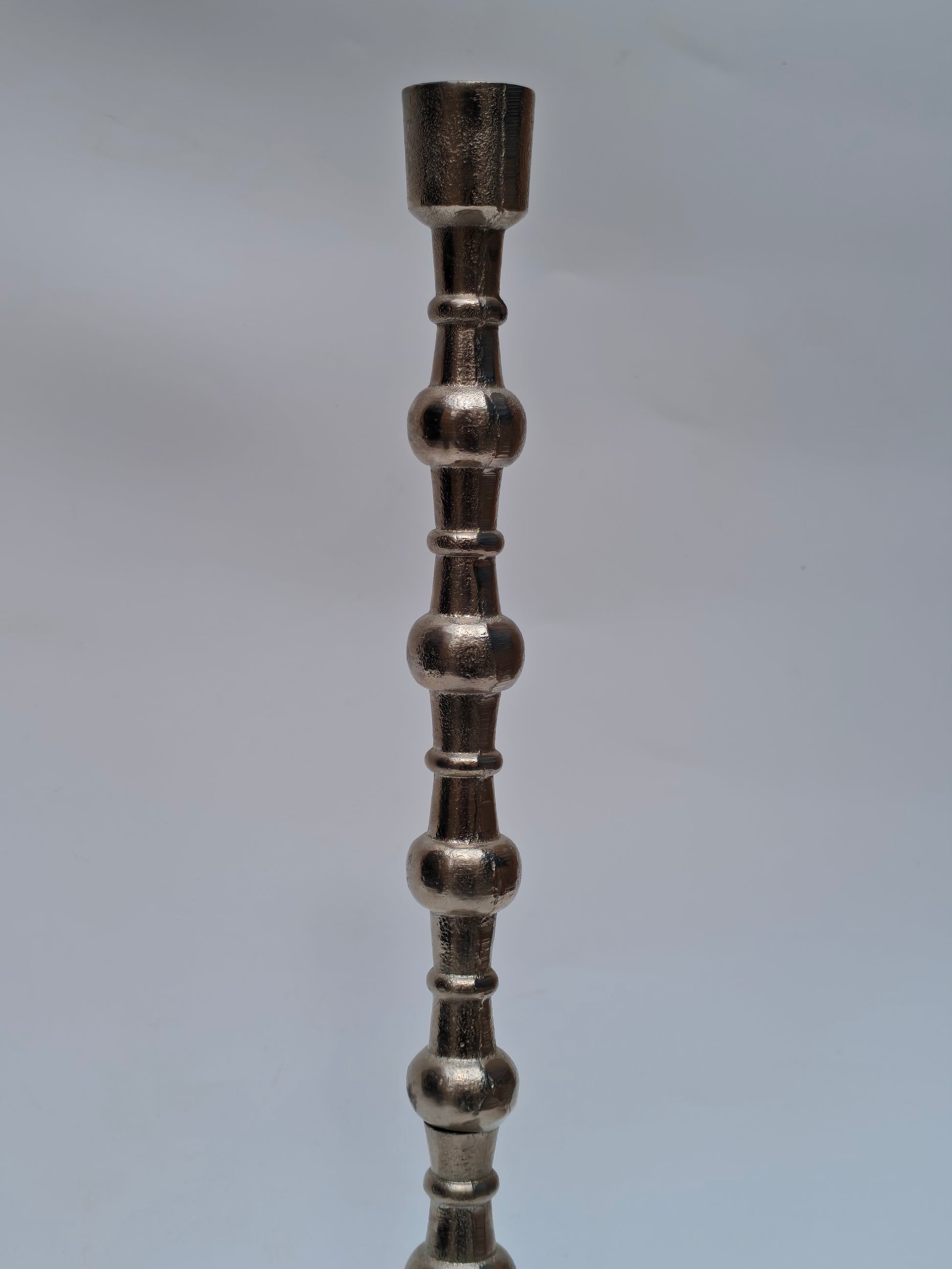 Tall Metallic Candle Holder – Antique Silver Finish