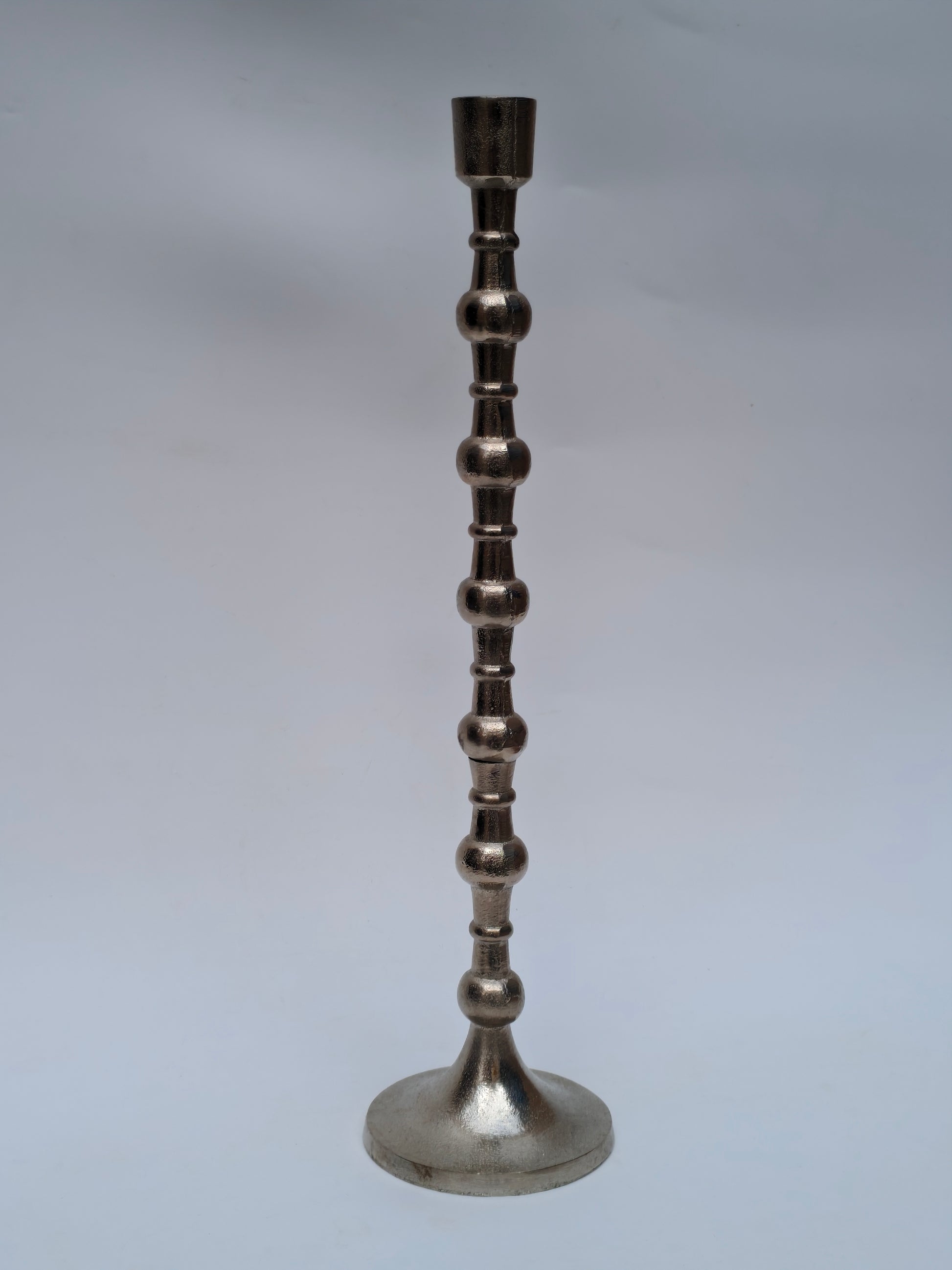 Tall Metallic Candle Holder – Antique Silver Finish