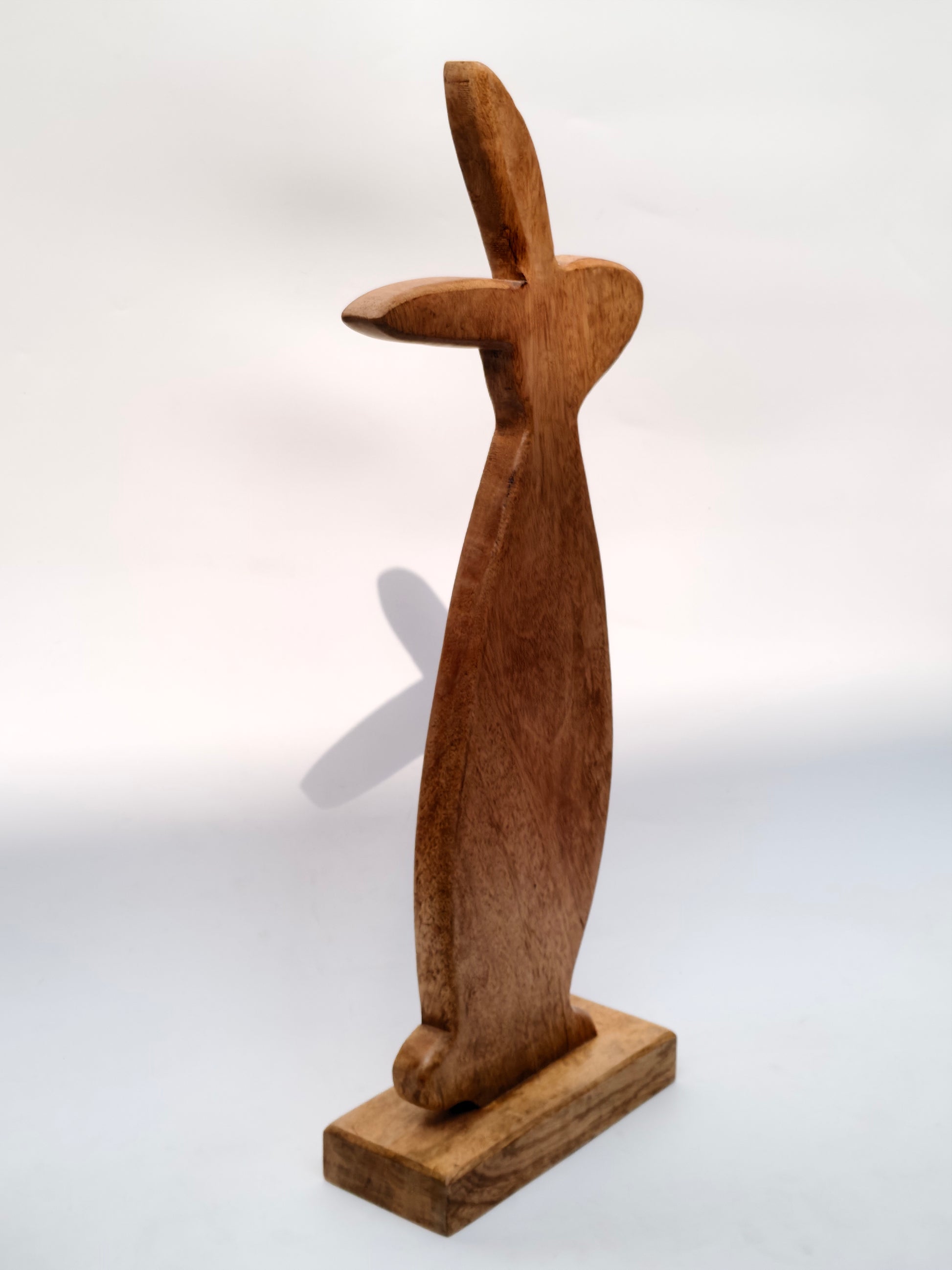 Tall Wooden Bunny Figurine – Handcrafted Rustic Home Decor