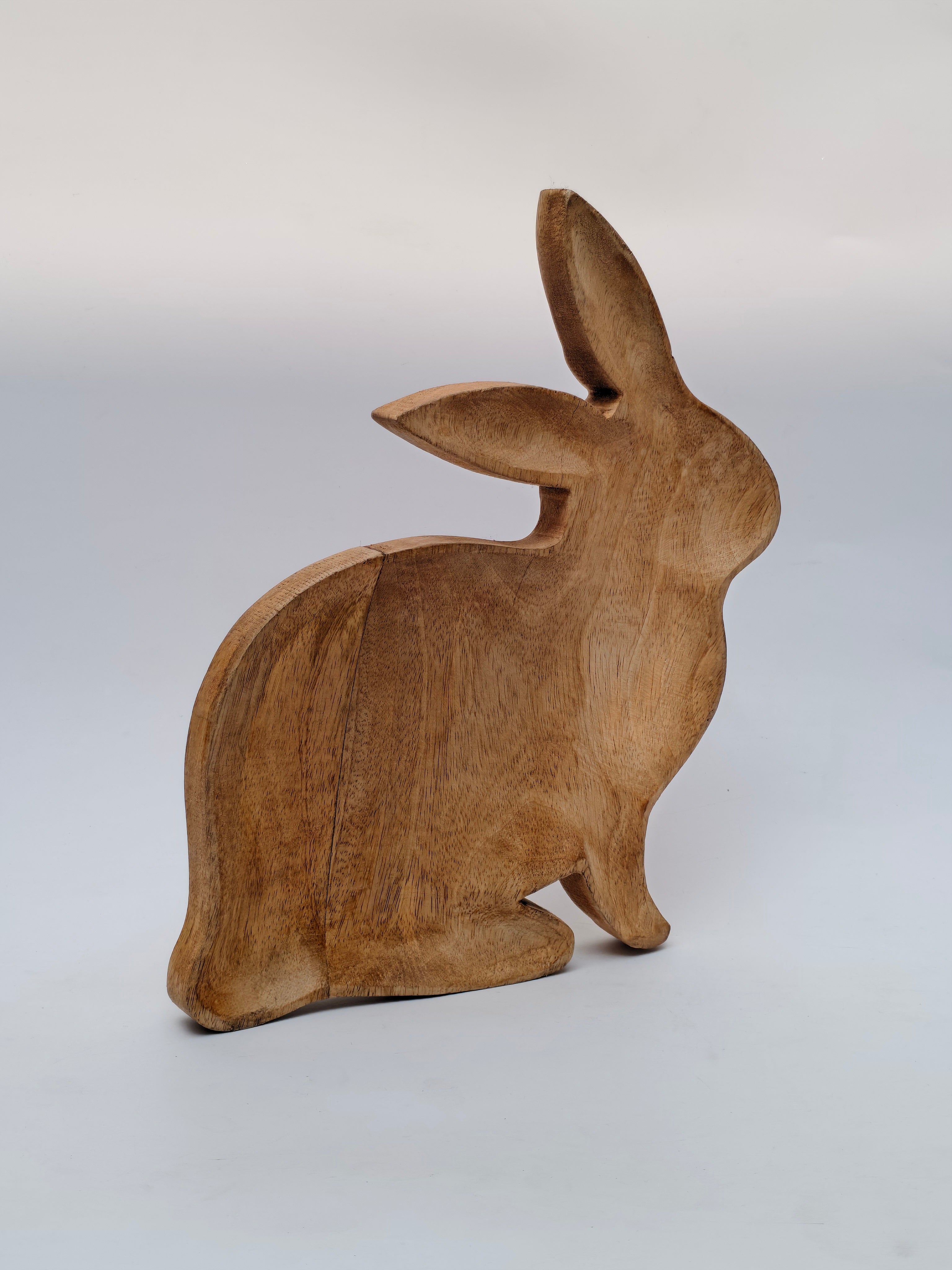 Handcrafted Wooden Bunny-Shaped Platter