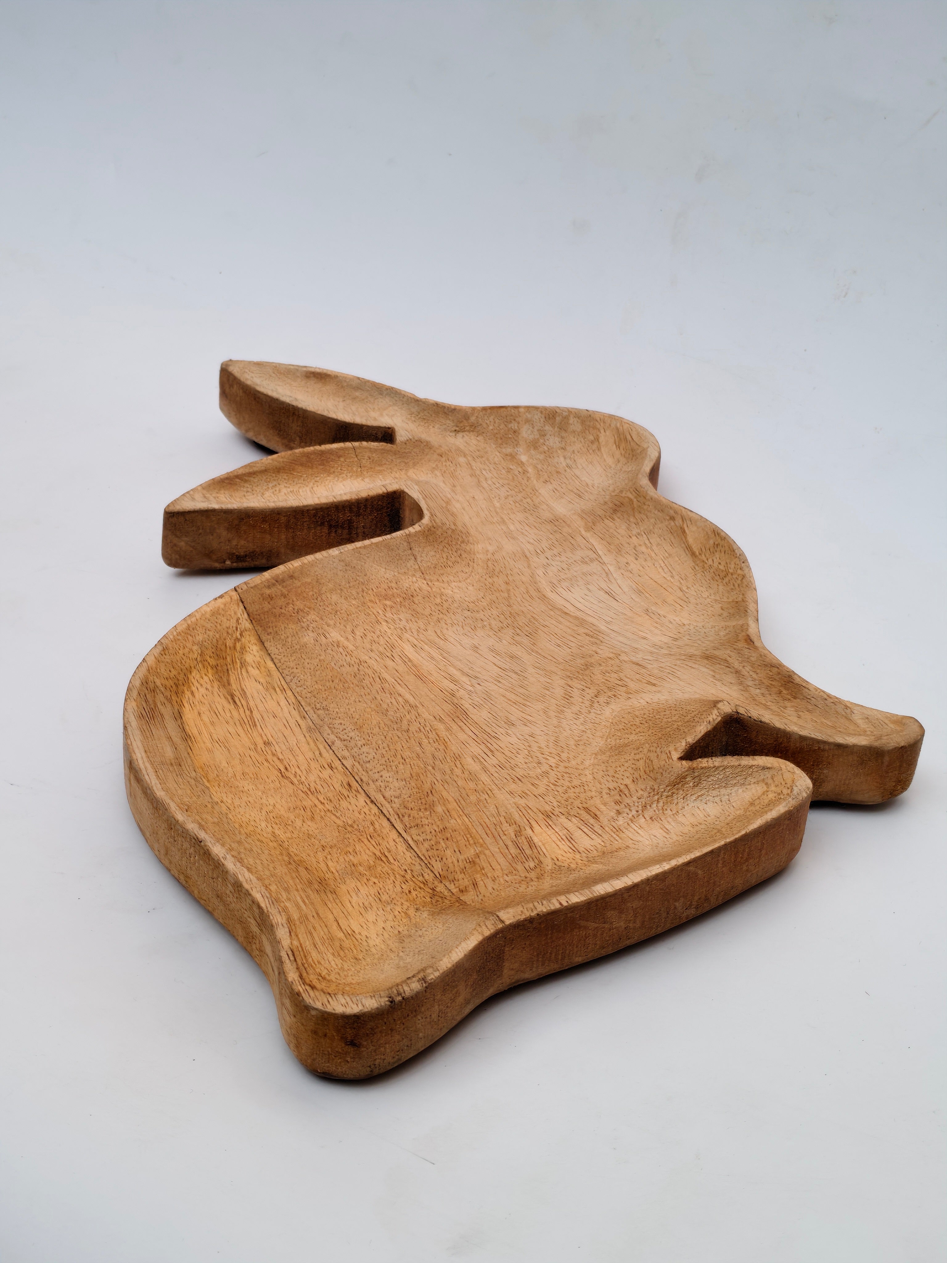 Handcrafted Wooden Bunny-Shaped Platter