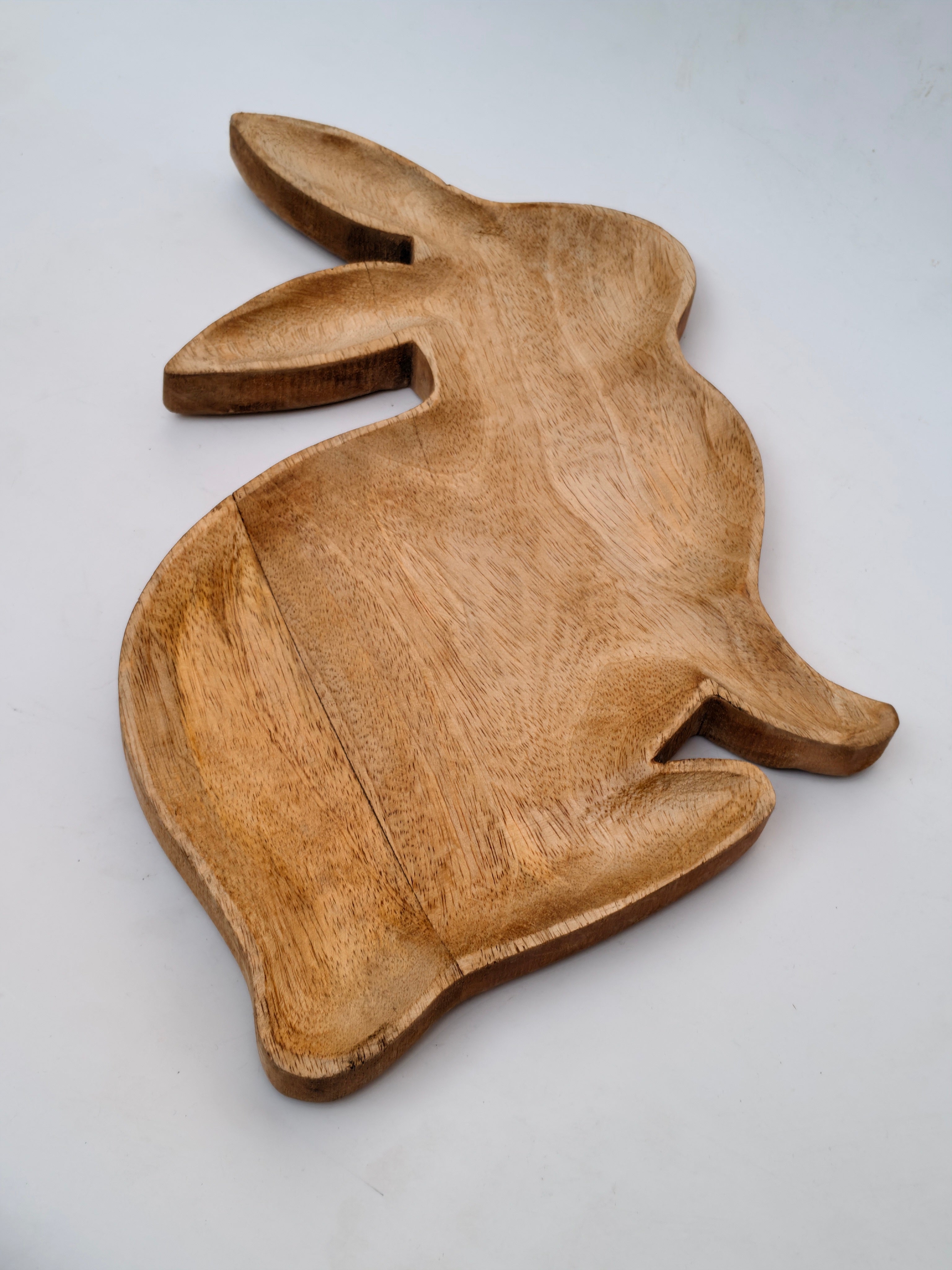 Handcrafted Wooden Bunny-Shaped Platter