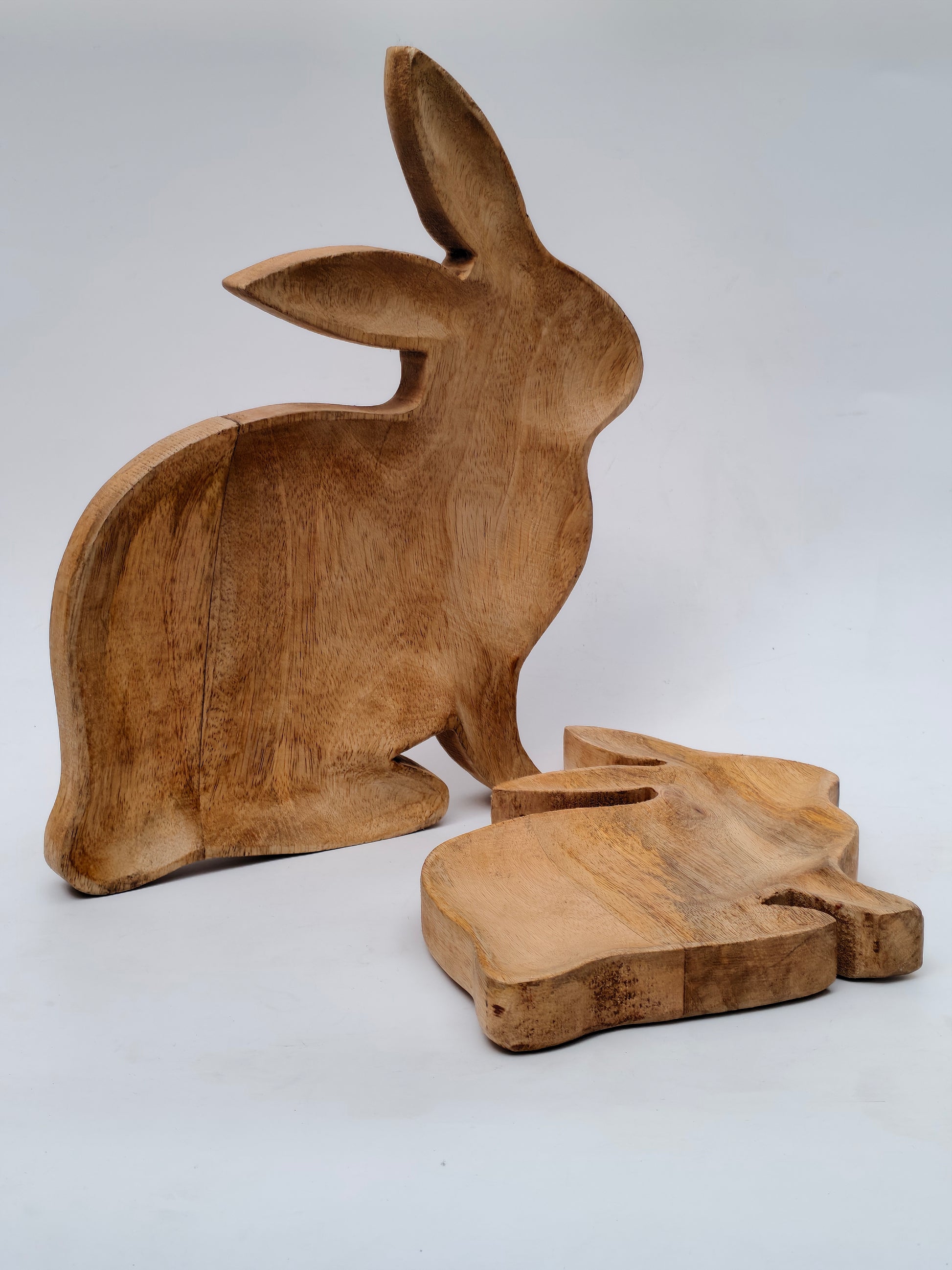 Handcrafted Wooden Bunny-Shaped Platter