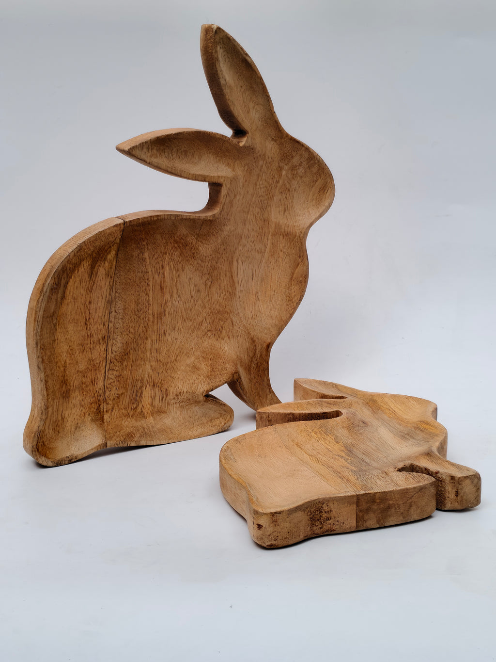 Handcrafted Wooden Bunny-Shaped Platter
