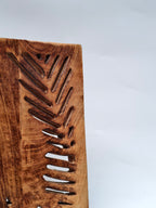 Handcrafted Solid Wood Wall Hanging with Leaf Carving – Rustic Home Décor Panel