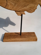 Hand-Carved Natural Wooden Fish Sculpture