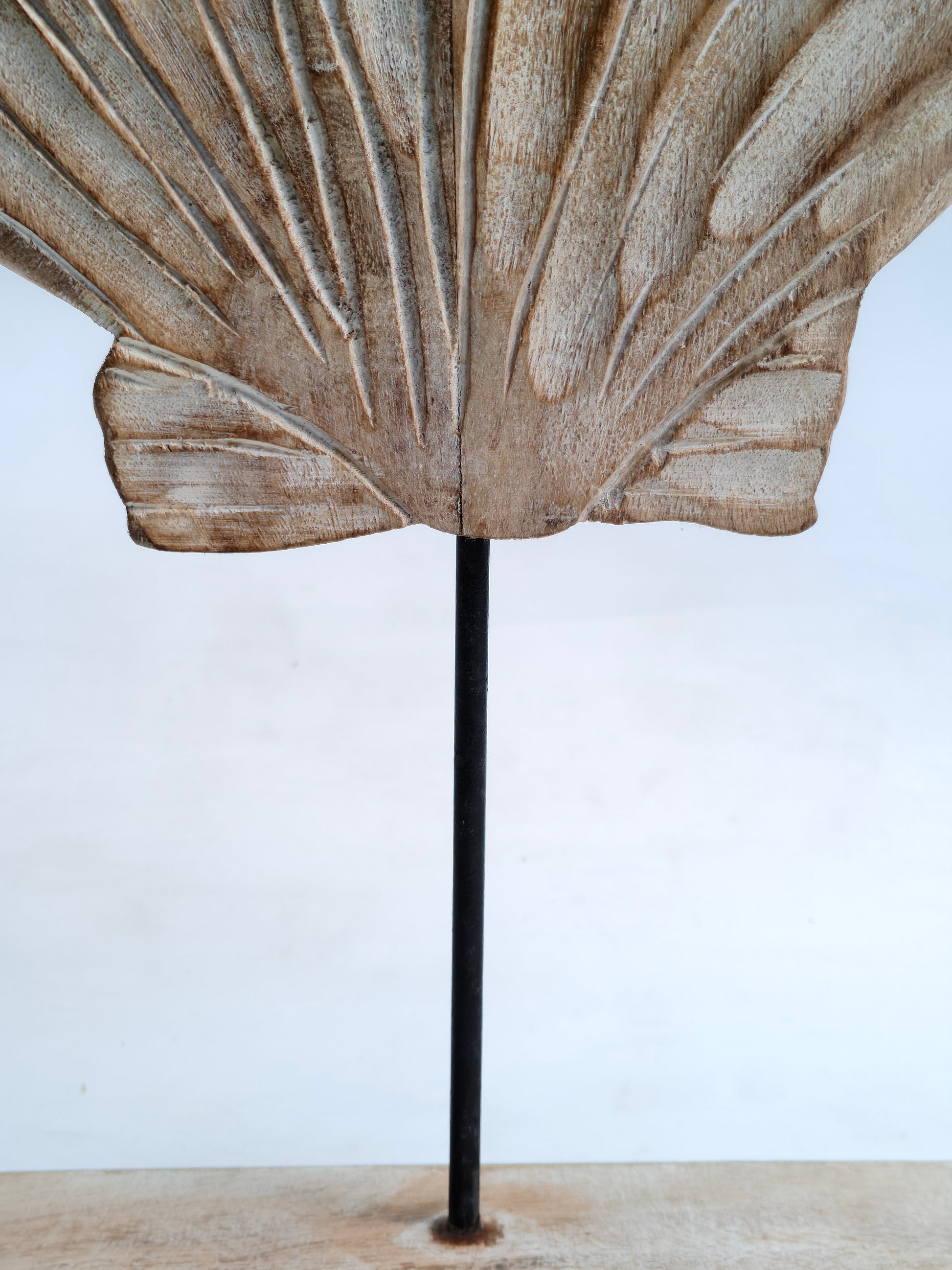 Distressed Wooden Seashell Sculpture on Stand | Coastal Beach House Decor
