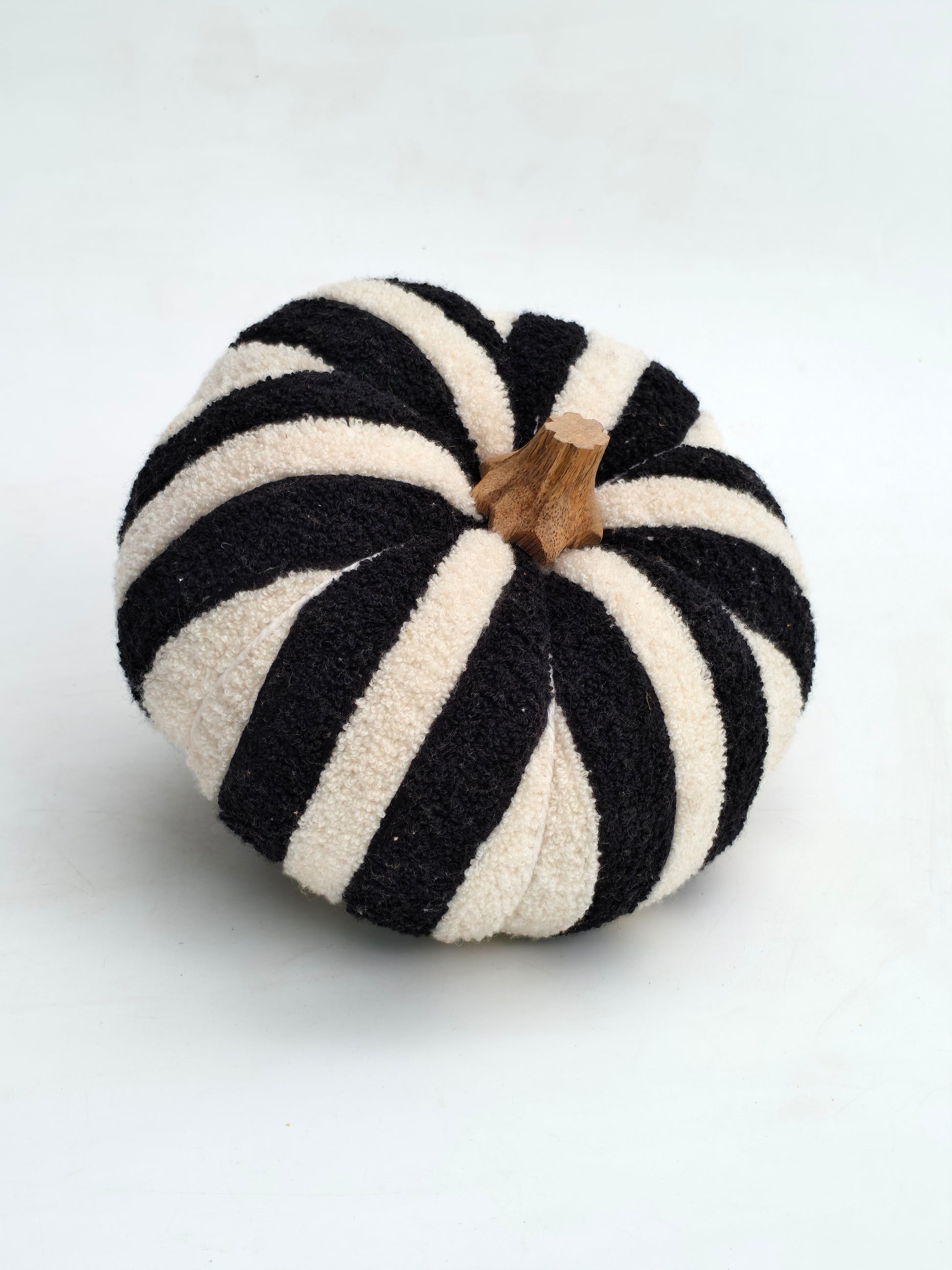 Chic Black & White Striped Fabric Pumpkin Decor