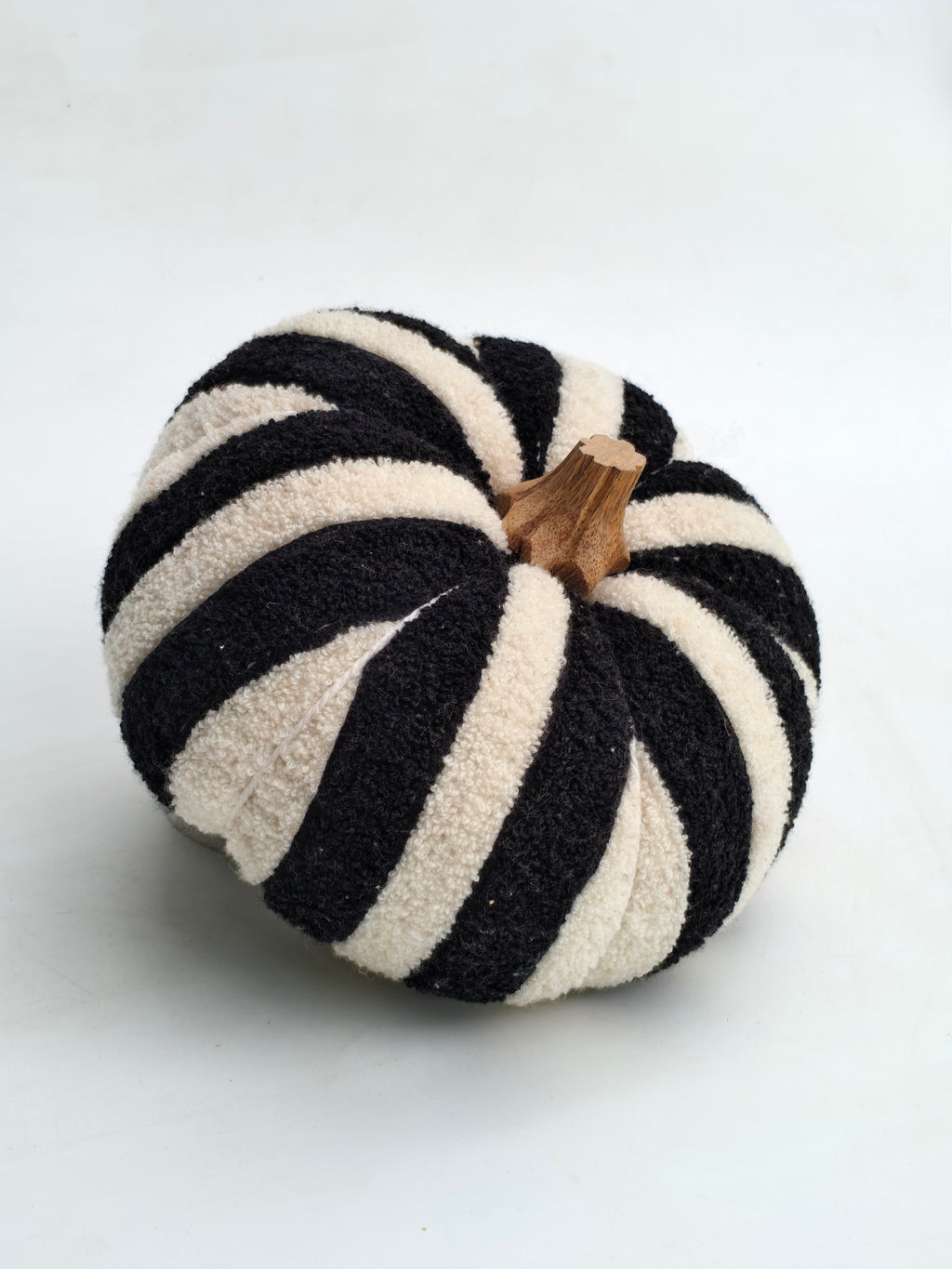 Chic Black & White Striped Fabric Pumpkin Decor