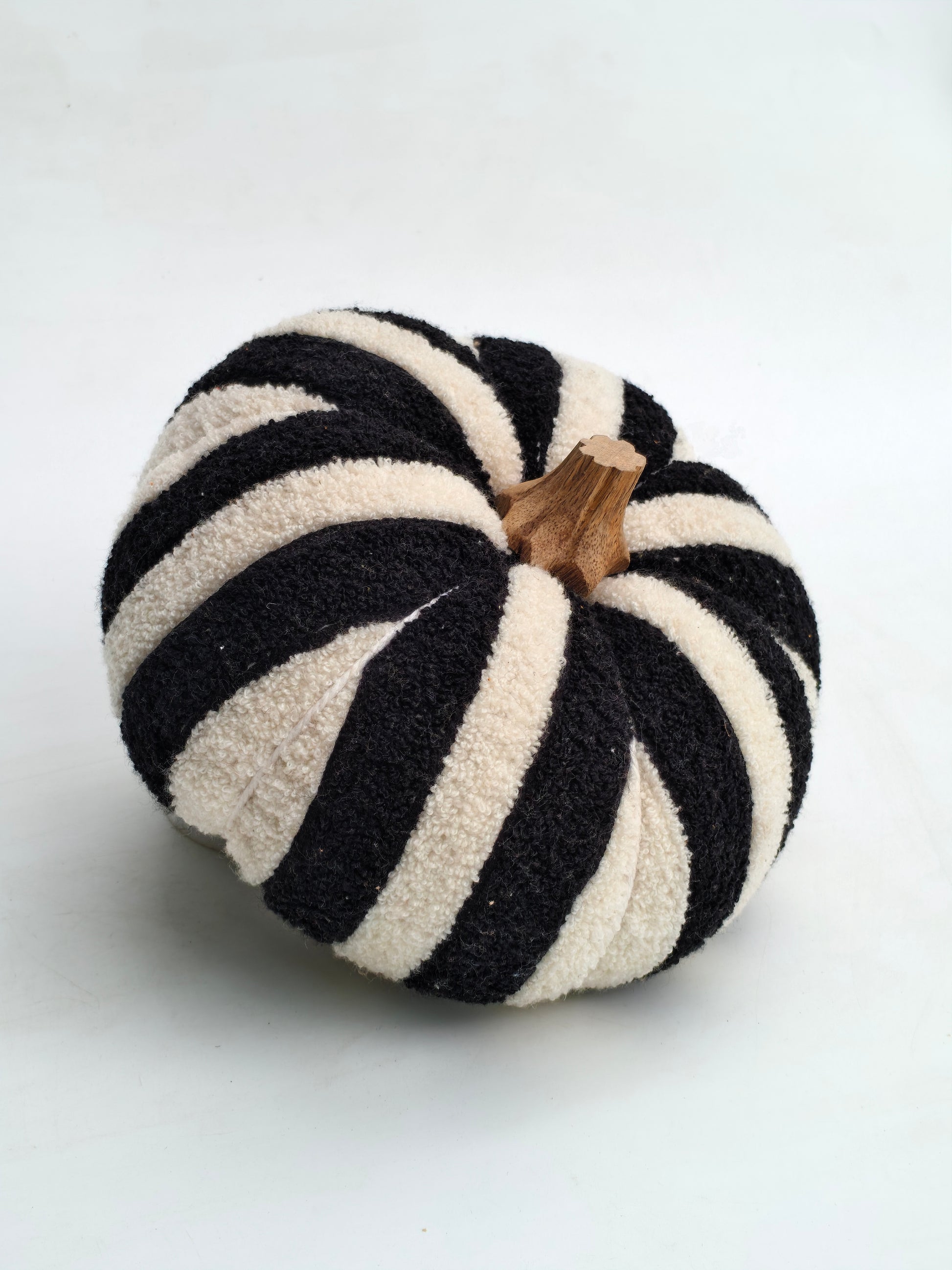 Chic Black & White Striped Fabric Pumpkin Decor