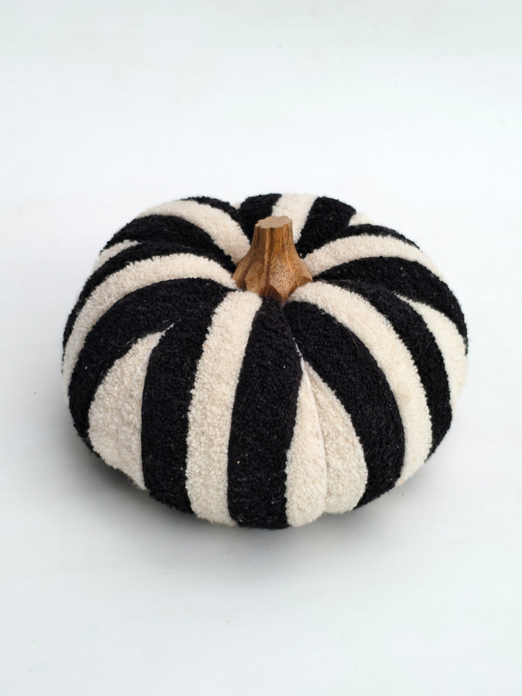 Chic Black & White Striped Fabric Pumpkin Decor