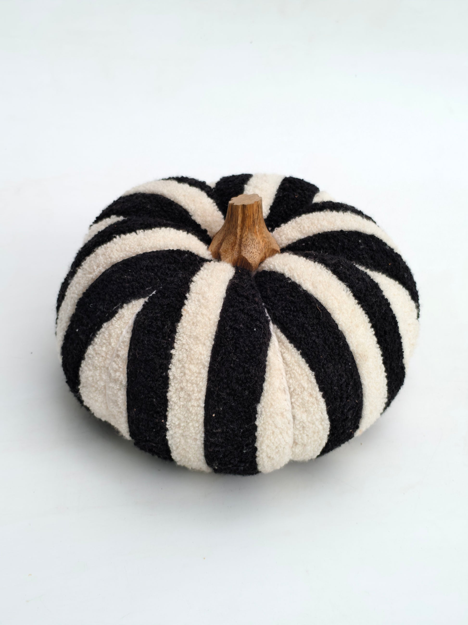 Chic Black & White Striped Fabric Pumpkin Decor