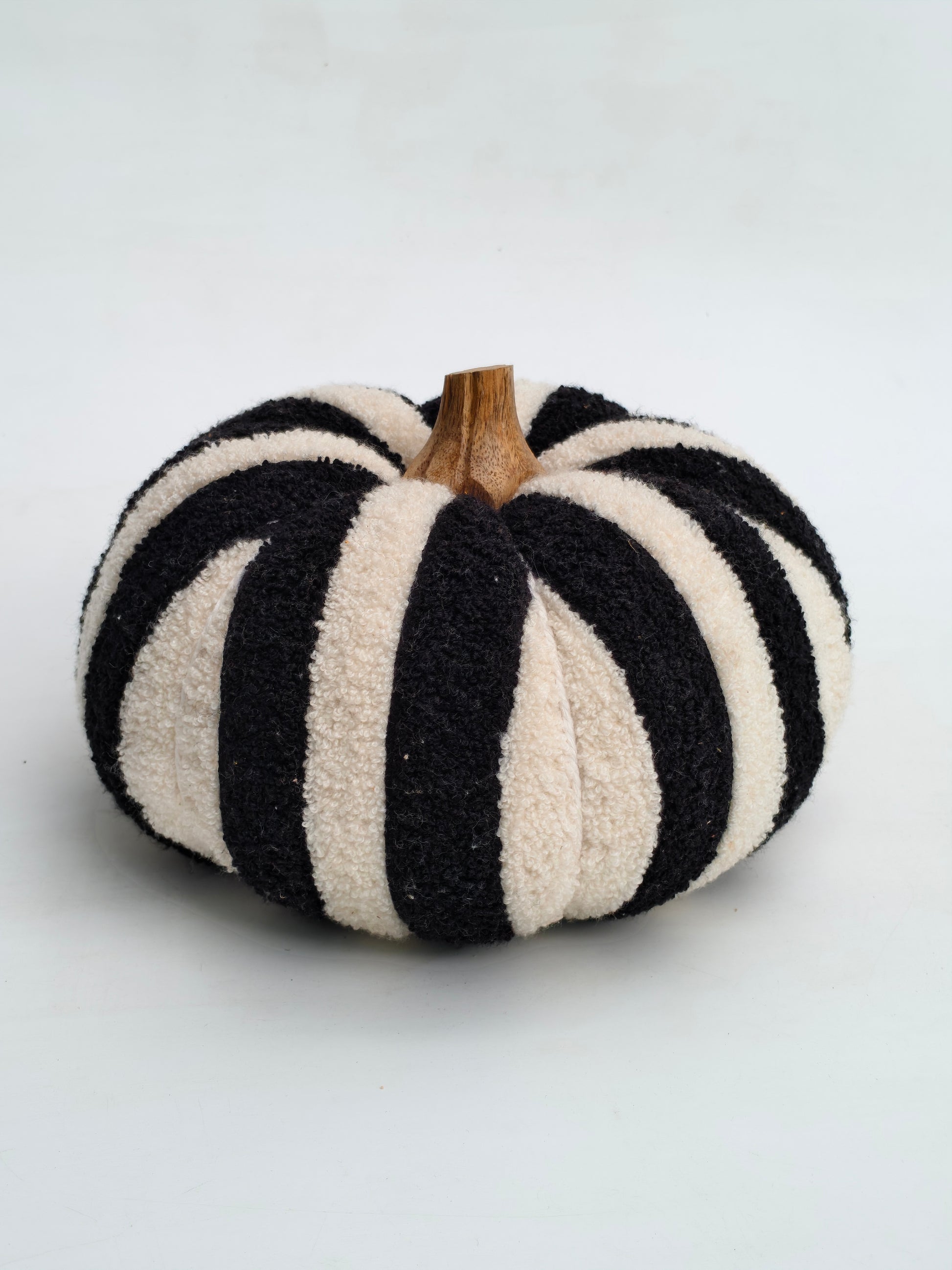 Chic Black & White Striped Fabric Pumpkin Decor