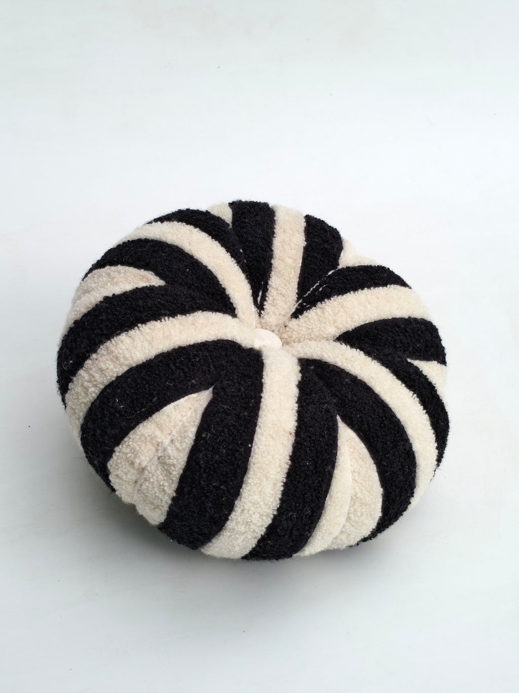 Chic Black & White Striped Fabric Pumpkin Decor