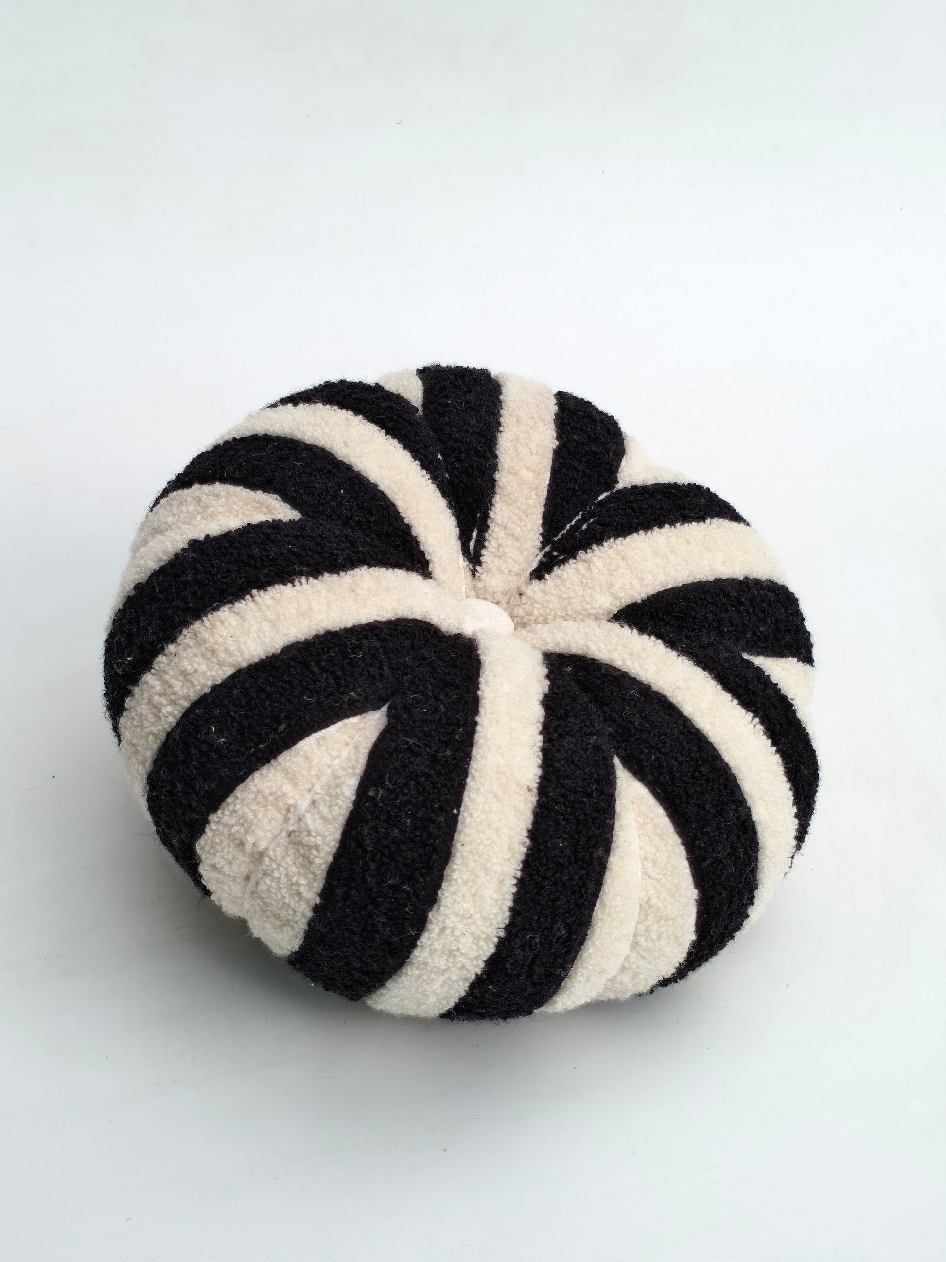 Chic Black & White Striped Fabric Pumpkin Decor