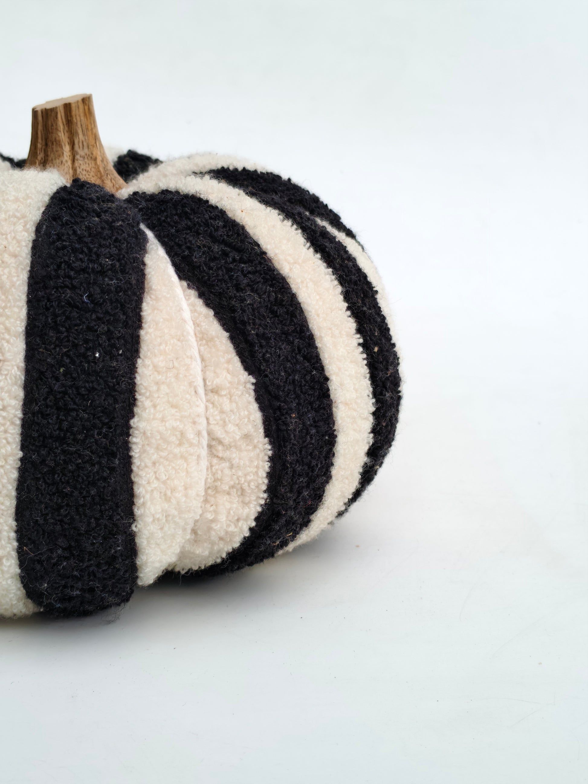 Chic Black & White Striped Fabric Pumpkin Decor