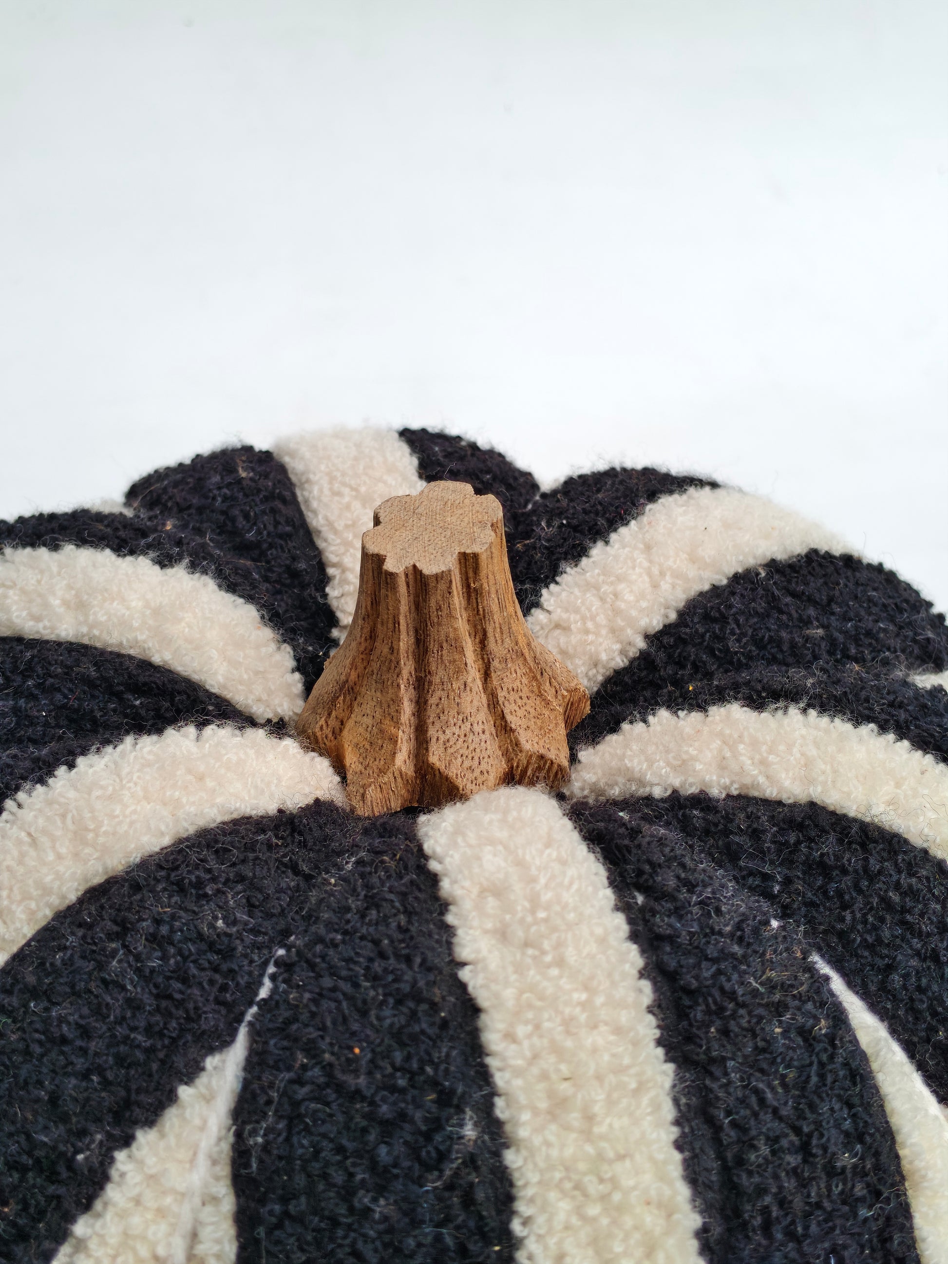 Chic Black & White Striped Fabric Pumpkin Decor