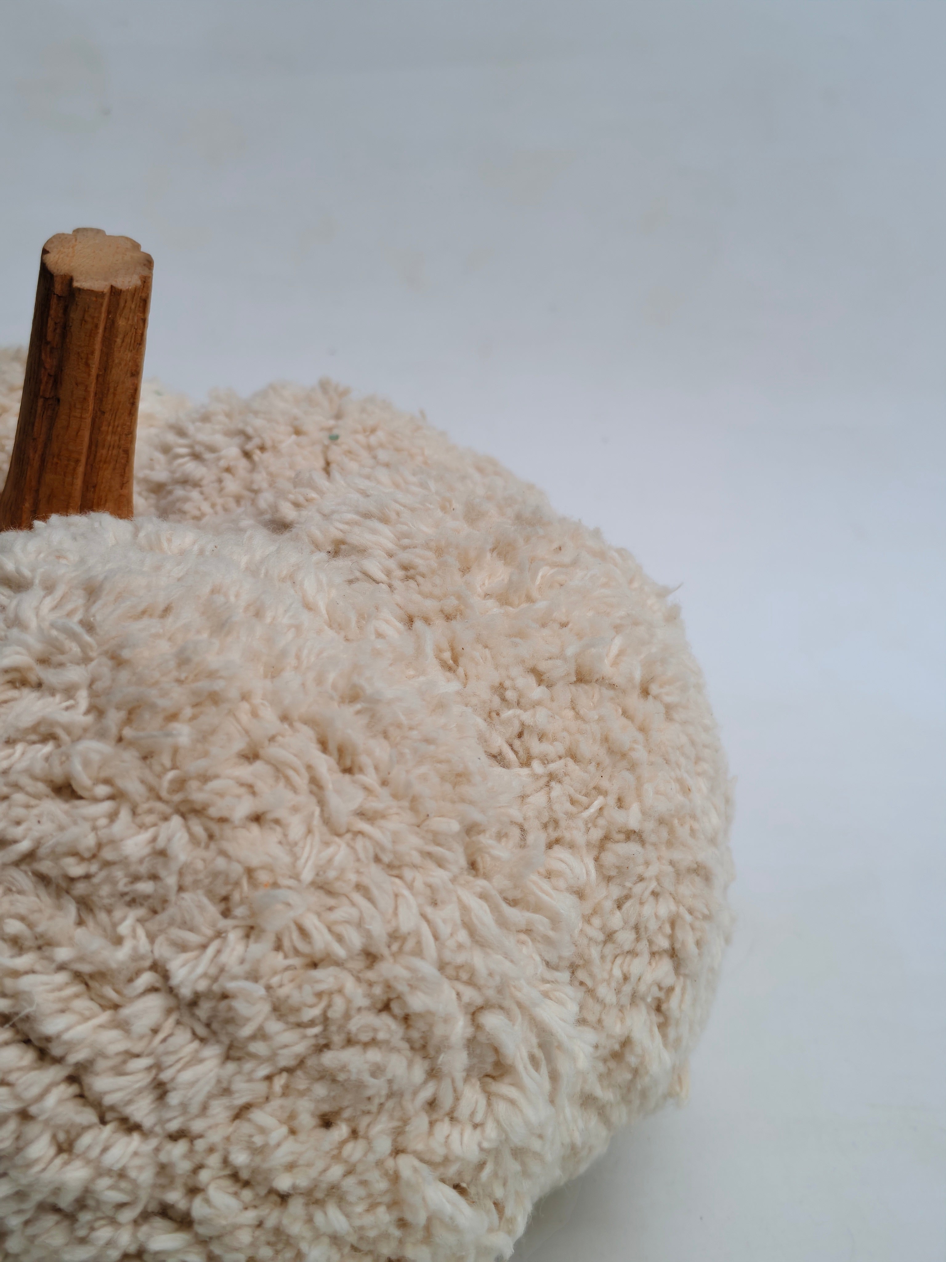 Plush Cream Sherpa Fabric Pumpkin Decor