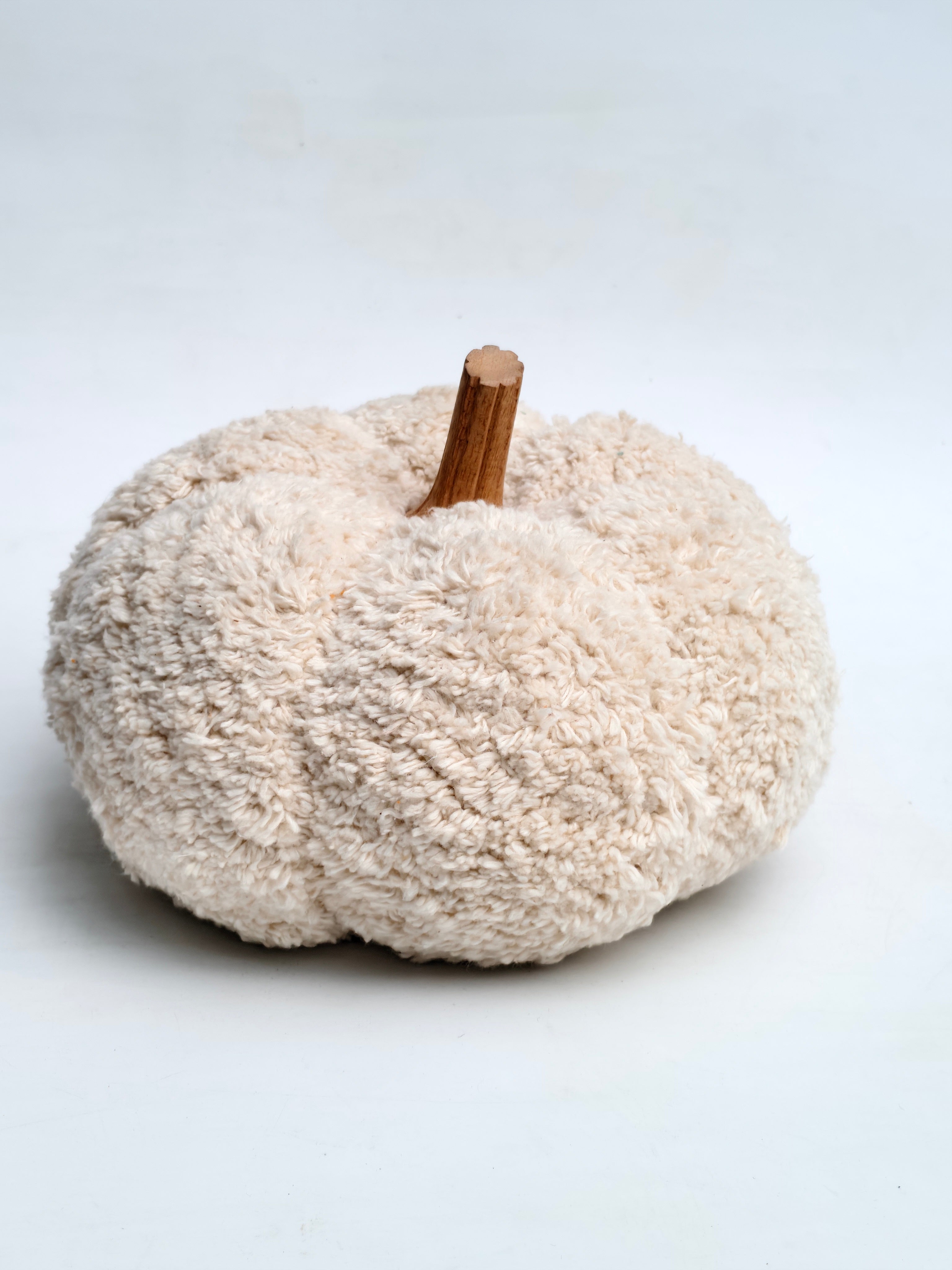 Plush Cream Sherpa Fabric Pumpkin Decor