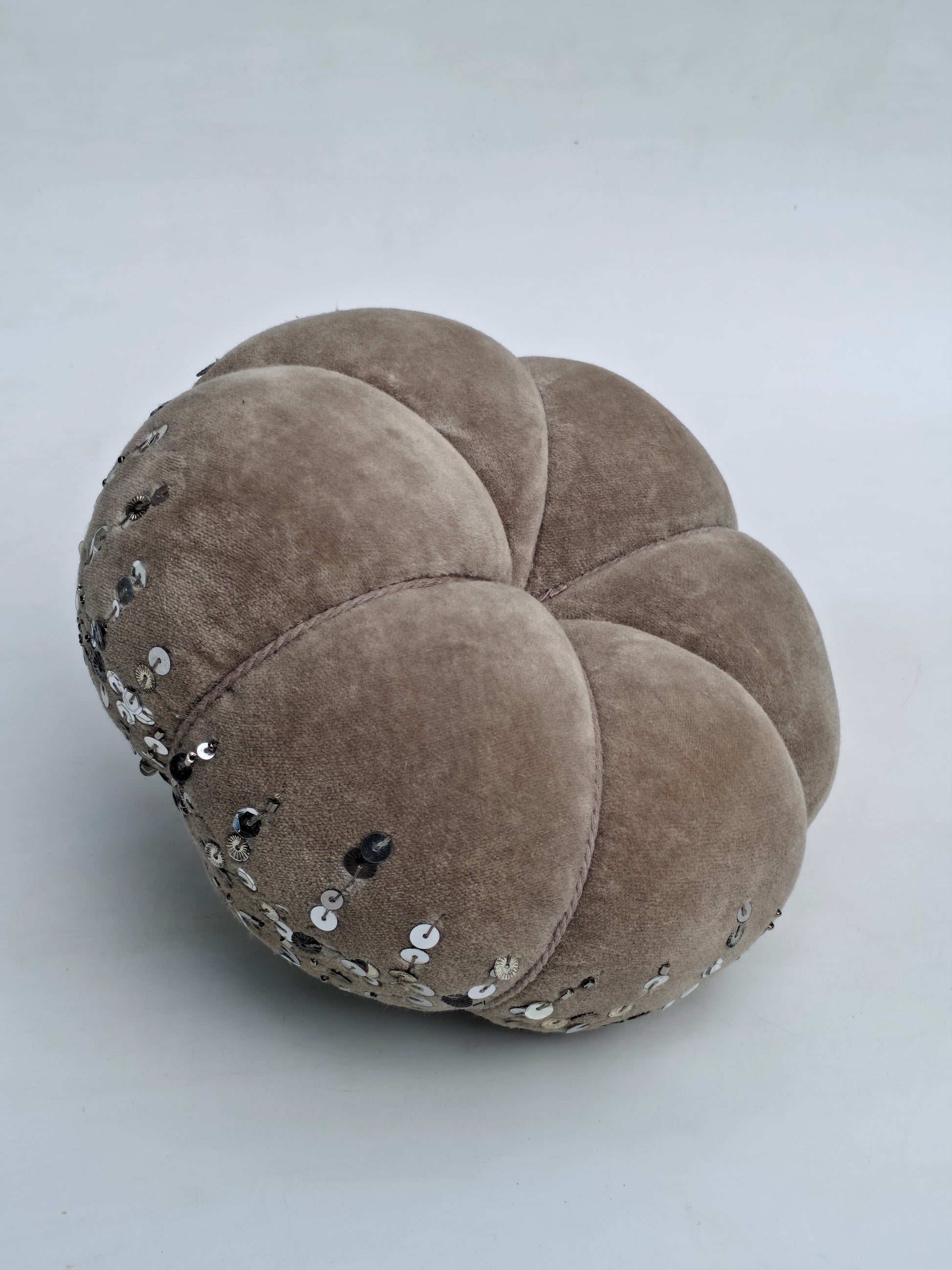 Handcrafted Velvet Pumpkin with Silver Sequin Embellishments