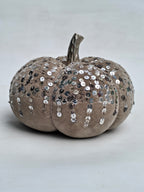 Handcrafted Velvet Pumpkin with Silver Sequin Embellishments