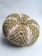 Large Handcrafted Embroidered Pumpkin with Green Leaf Pattern