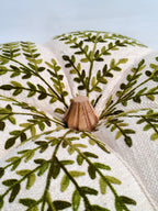 Large Handcrafted Embroidered Pumpkin with Green Leaf Pattern