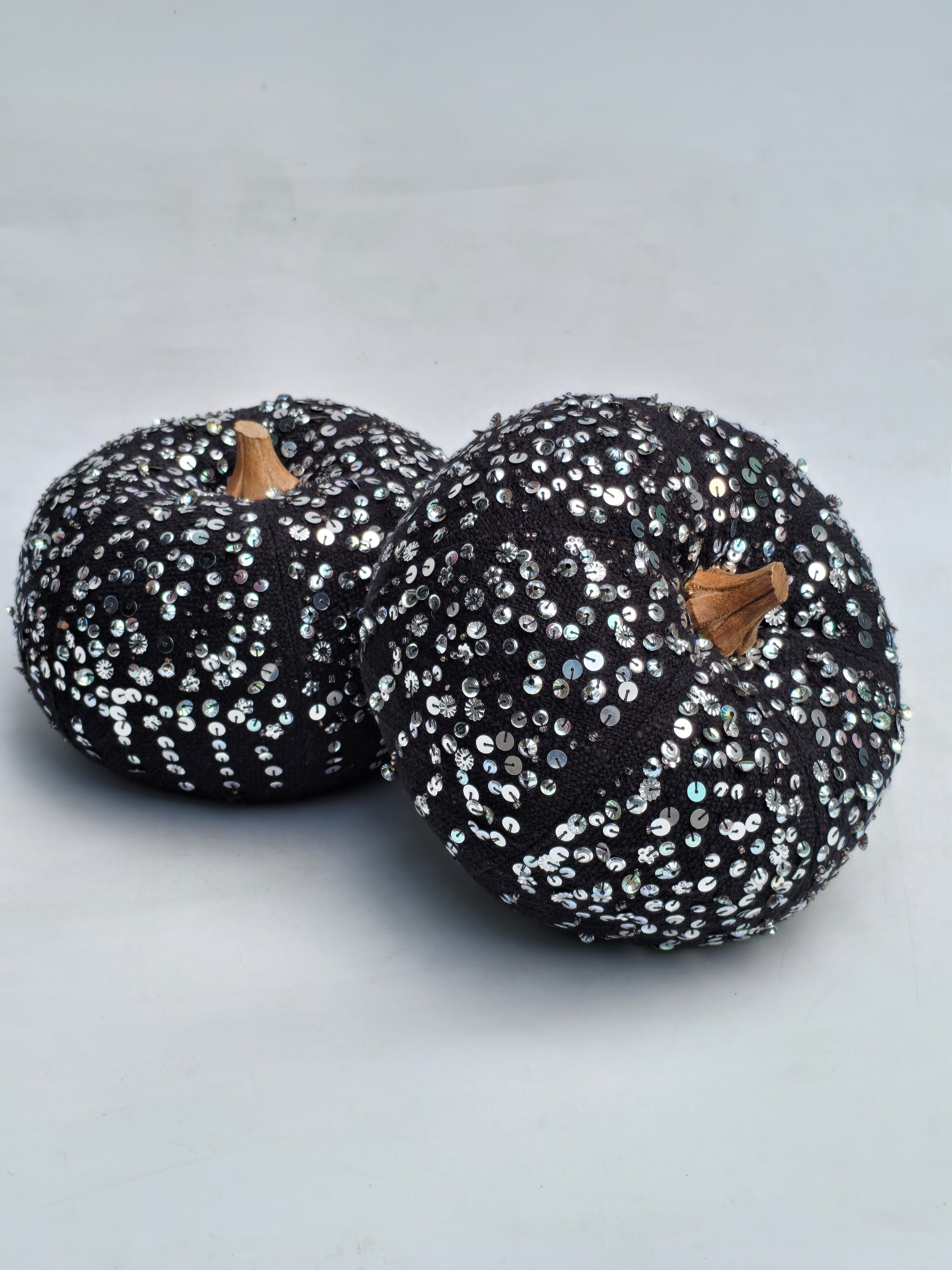 Black Sequin Pumpkin Décor