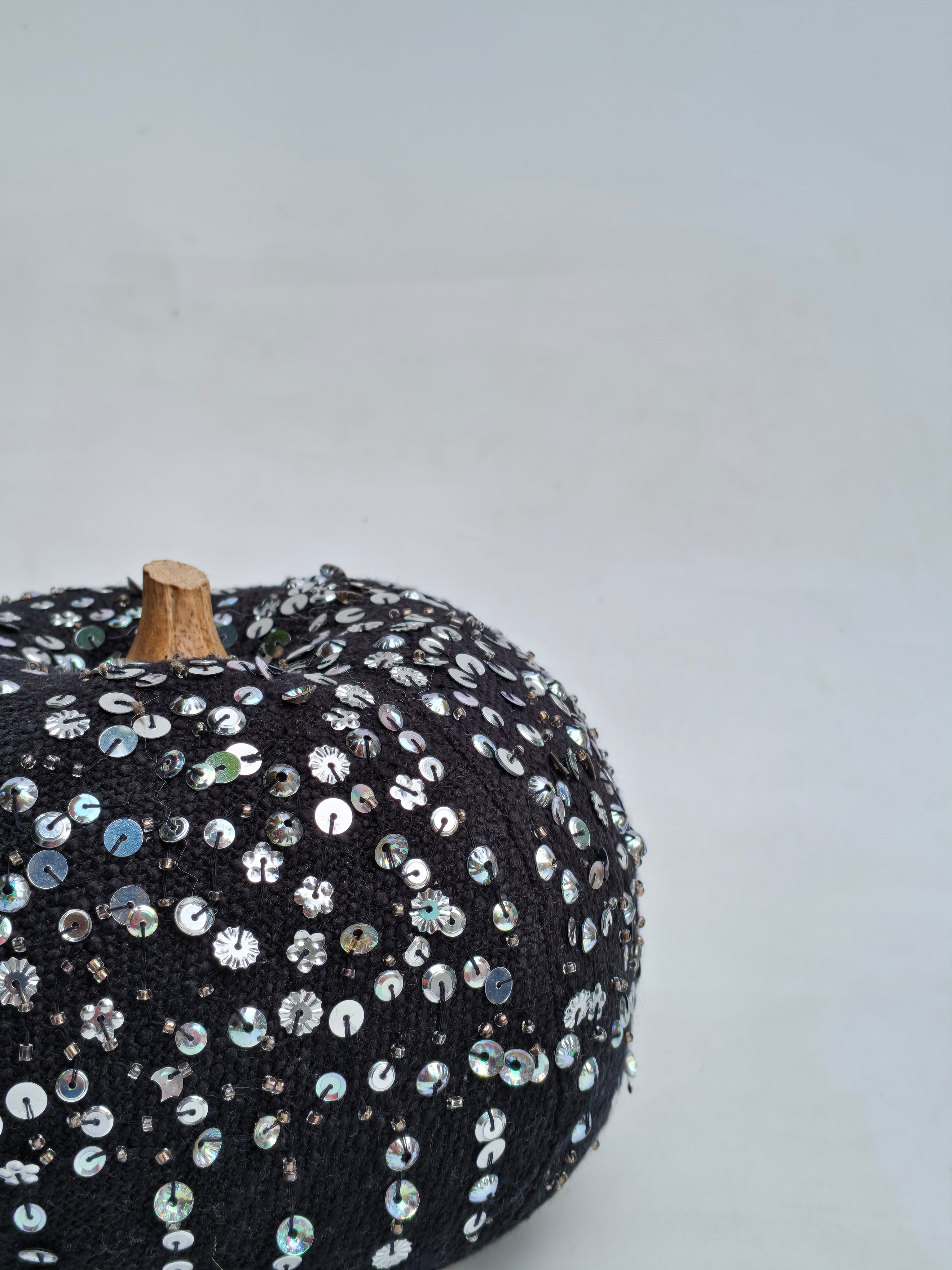 Black Sequin Pumpkin Décor