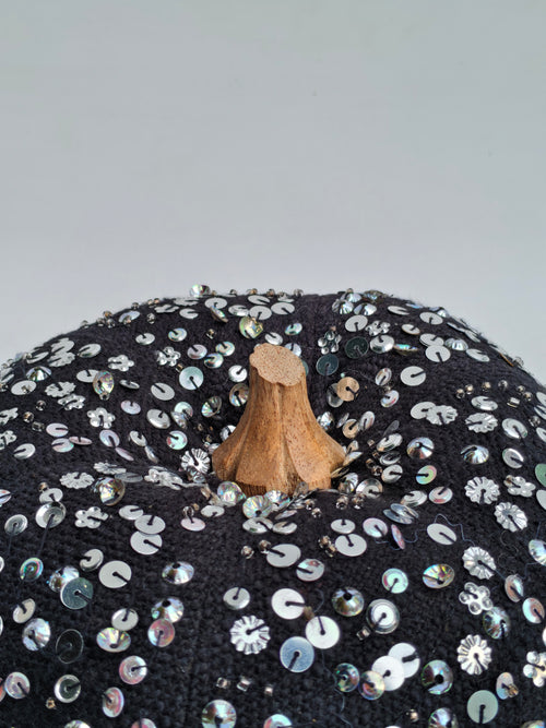 Black Sequin Pumpkin Décor